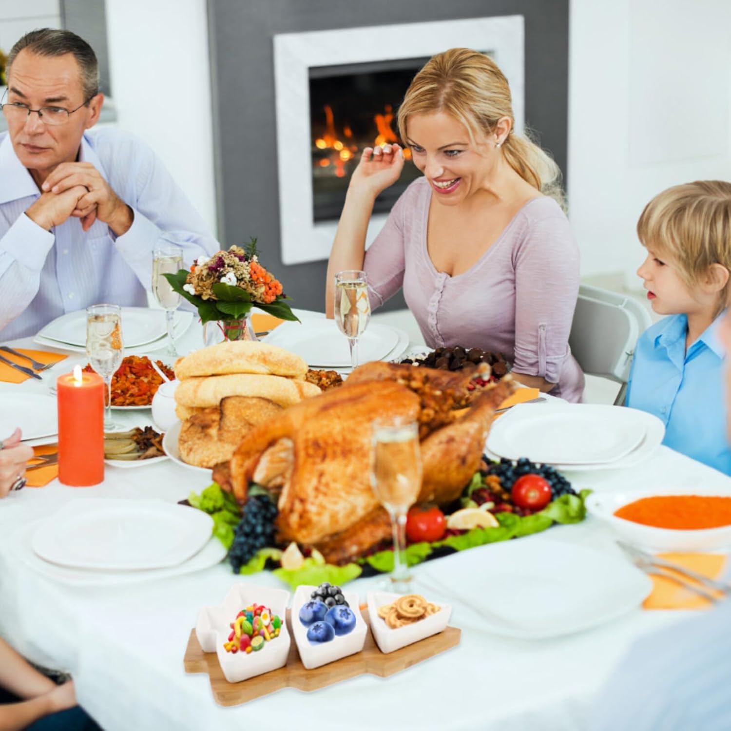 Angoily Bandeja de cerámica con forma de árbol de Navidad para entretenimiento, plato de servir alimentos con base para aperitivos, aperitivos,
