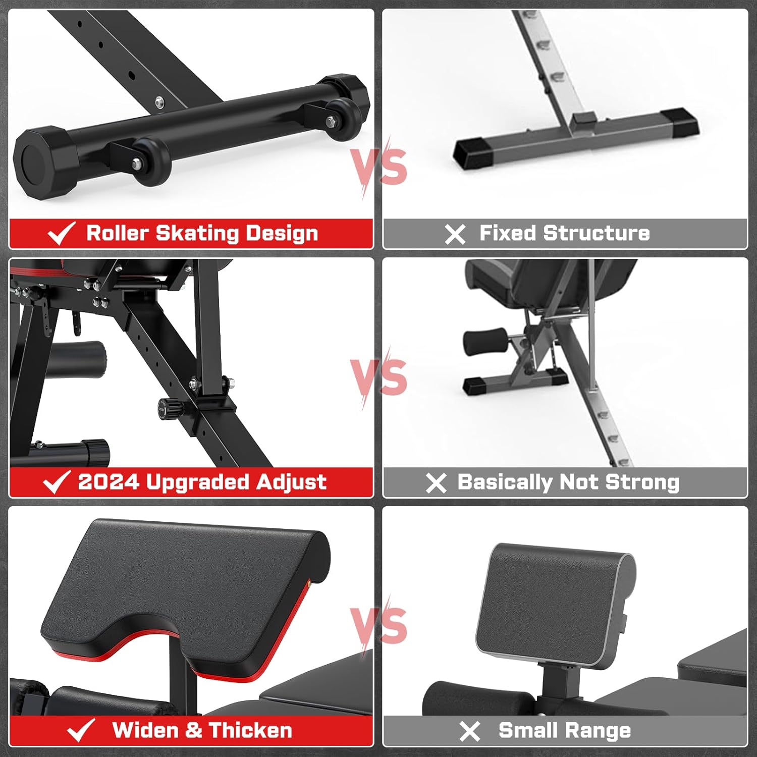 Fostoy Adjustable Weight Bench, 800lbs Workout Bench for Home Gym, Incline Decline Flat Exercise Bench Press for Full Body Strength Training with