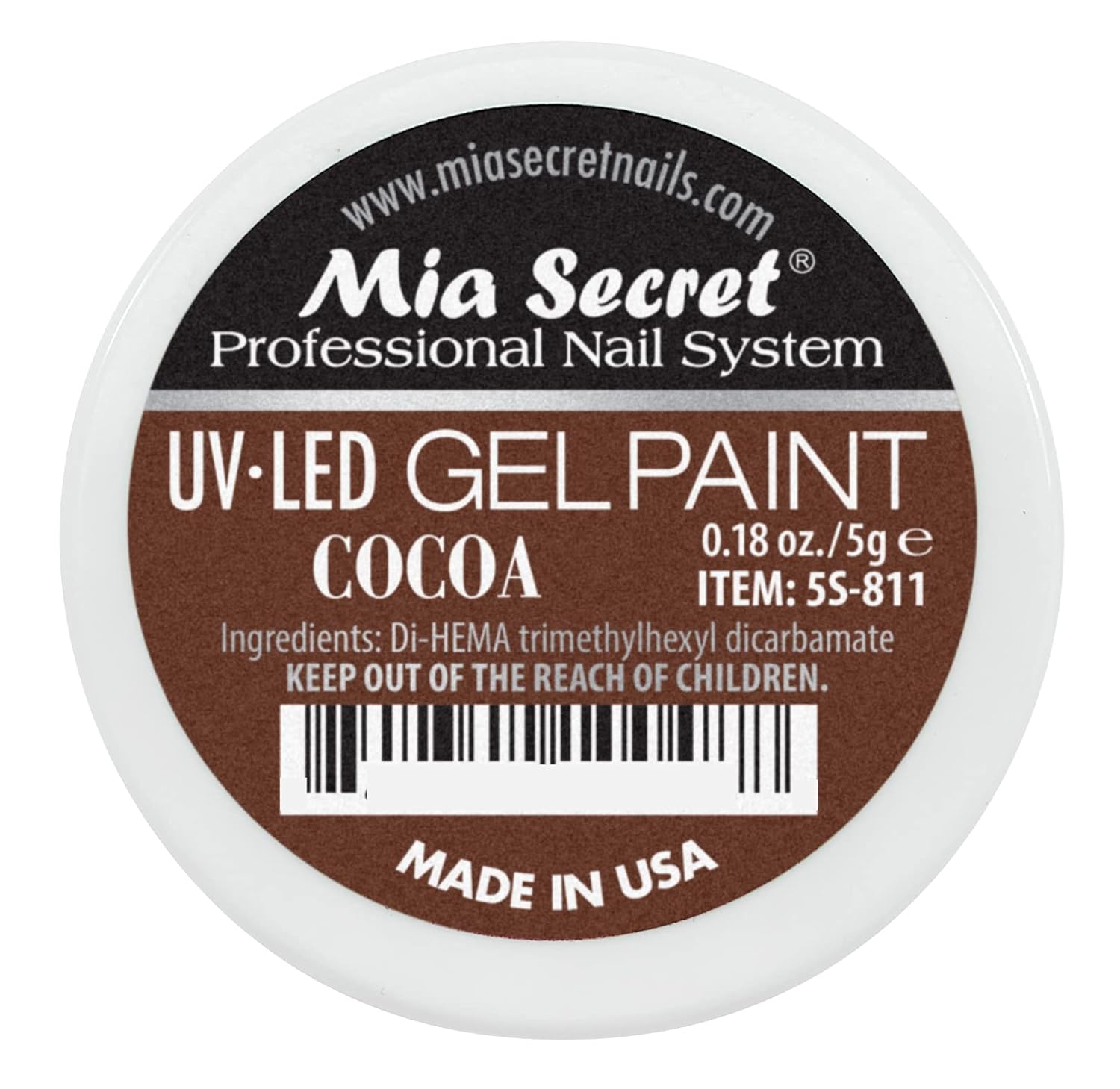 Mia Secret Sistema de uñas profesional UVLED Gel Paint – 0.18 oz (cacao)