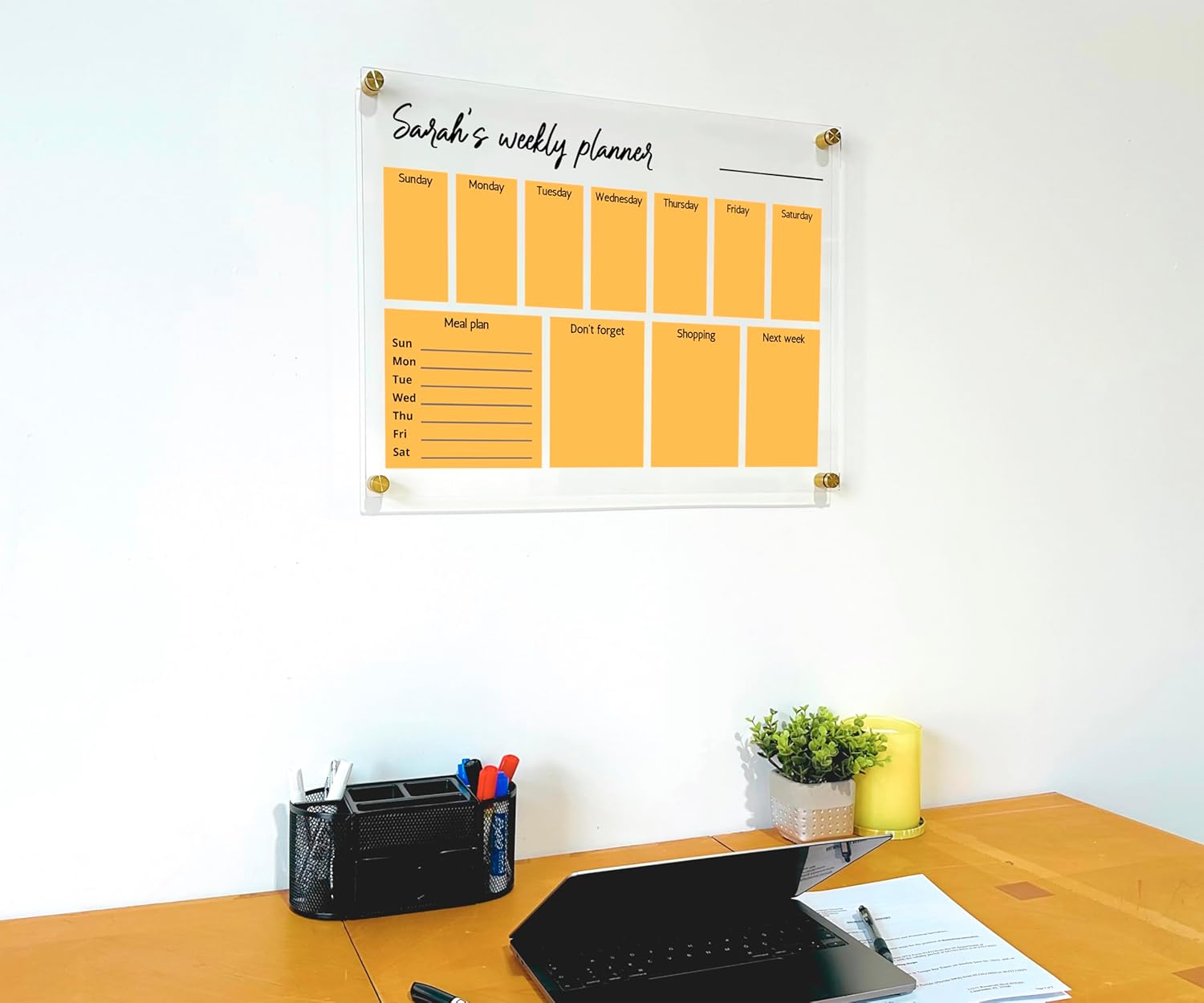 Acrylic Family Planner Wall Calendar – Personalized Calendar 2024, Personalized Dry Erase Board, Dry Erase Calendar, Monthly Weekly Calendar,