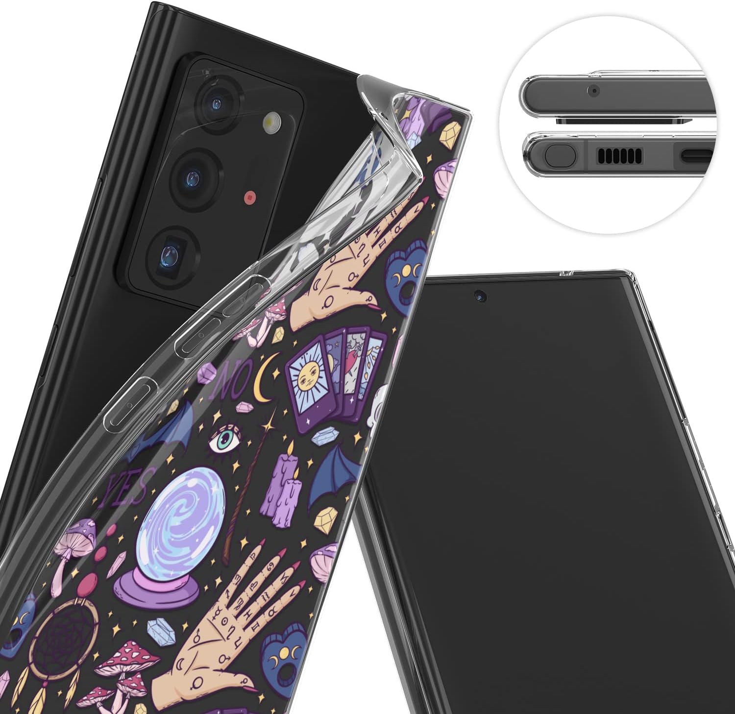 Funda para teléfono compatible con Samsung Galaxy S23 Ultra S22 S21 FE 5G S20 Note 20 10 Plus Dreamcatcher Tarot tarjetas parachoques lindo