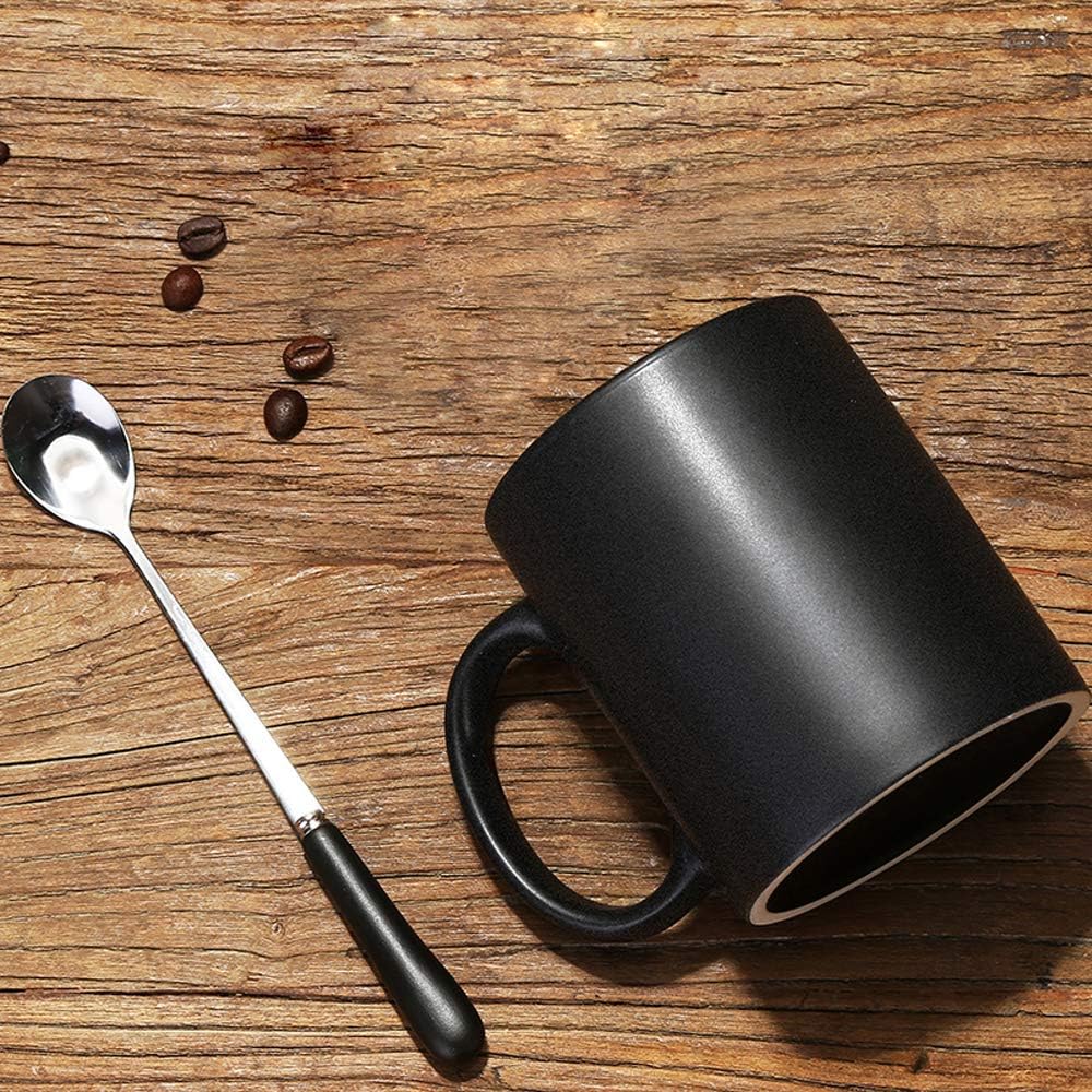 Smilatte – Taza de café de porcelana negra mate de 11 onzas, taza clásica de cerámica con Hanlde para té de capuchino con leche, negro mate