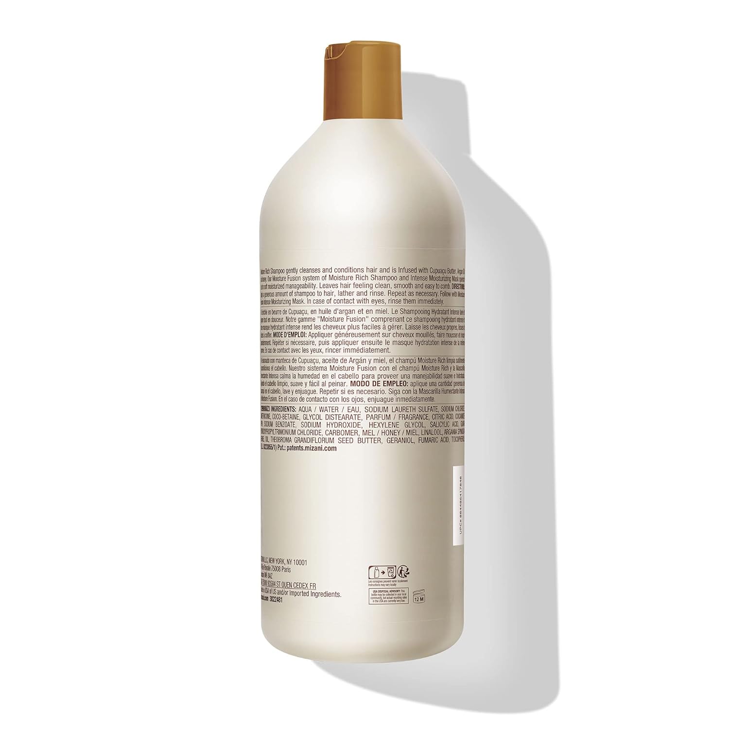 Mizani Moisture Fusion – Champú rico en humedad, limpia y acondiciona suavemente el cabello, con aceite de argán, para cabello seco