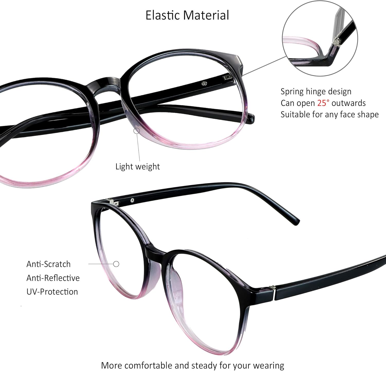 6 pares de anteojos con bloqueo de luz azullentes de lectura para mujereshombres, marco de gafas de moda