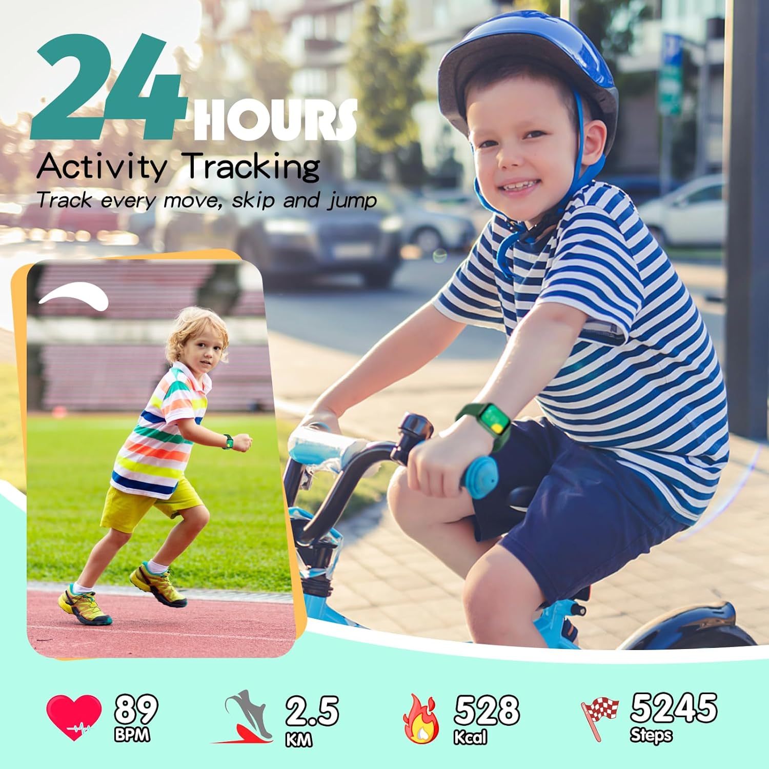 YOUSOKU Reloj inteligente para niños y niñas, reloj de seguimiento de actividad física para niños, esfera de bricolaje de 1.5 pulgadas, 19 modos