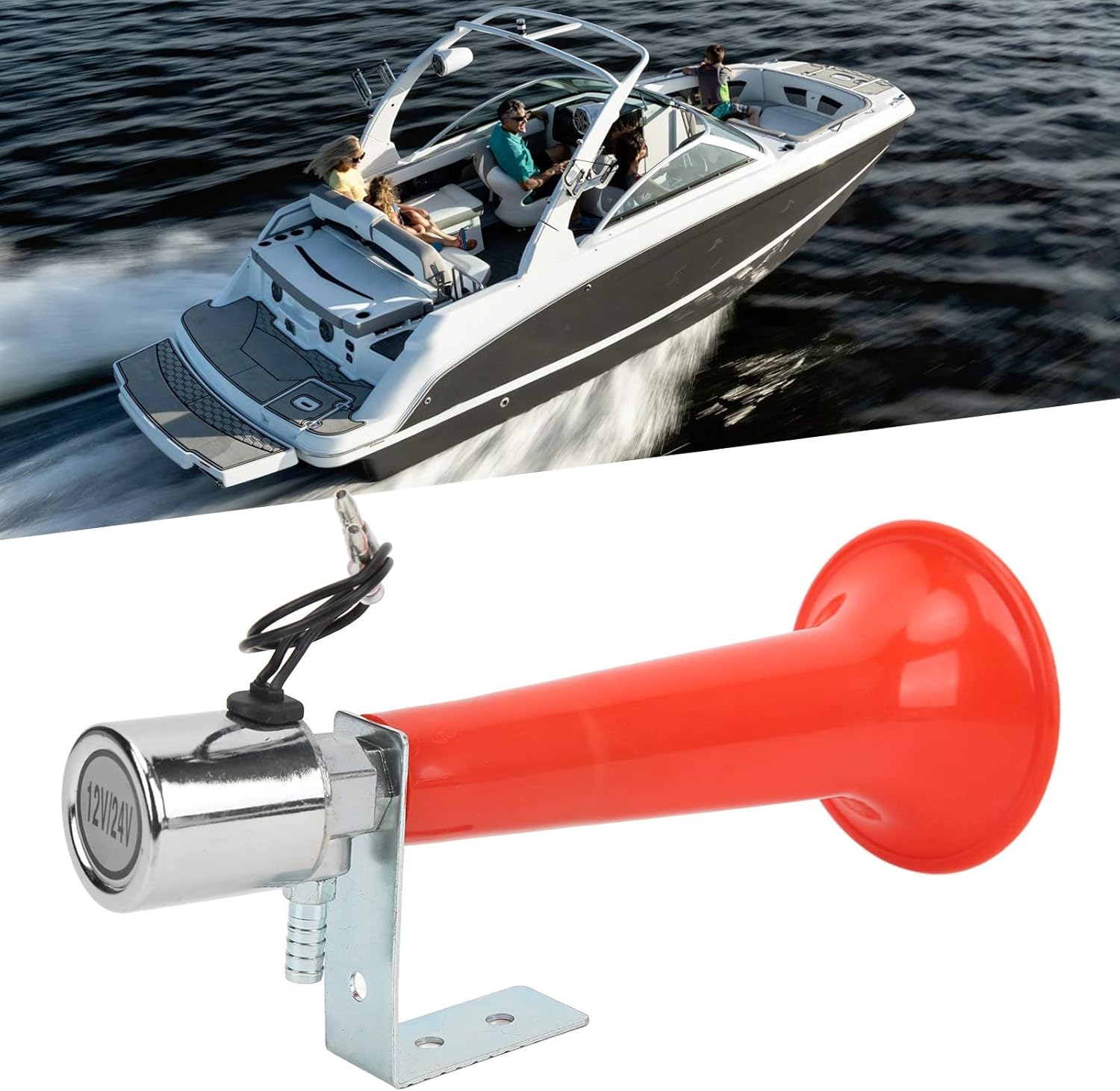 Silbato turco, cuerno cror de 12 V, silbato de lobo para automóvil, alta Pitc Ser, cuerno rojo de 180 Db, propósito universal, 12 V, 24 V, bocina de