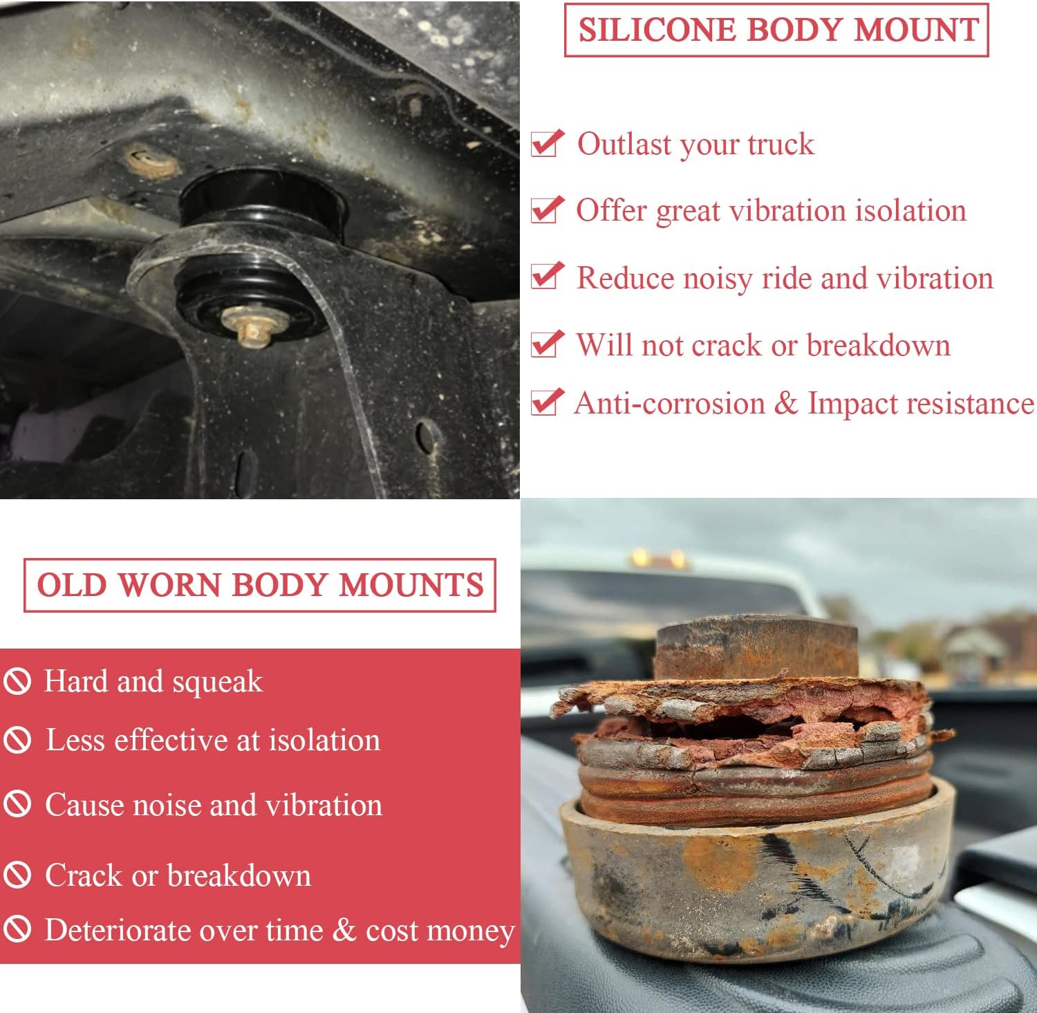 Kit de montaje de cuerpo de silicona para Ford Super Duty F-250  F-350 Crew Cab 2008-2016 (8 unidades), kit de bujes de montaje en cuerpo de silicona