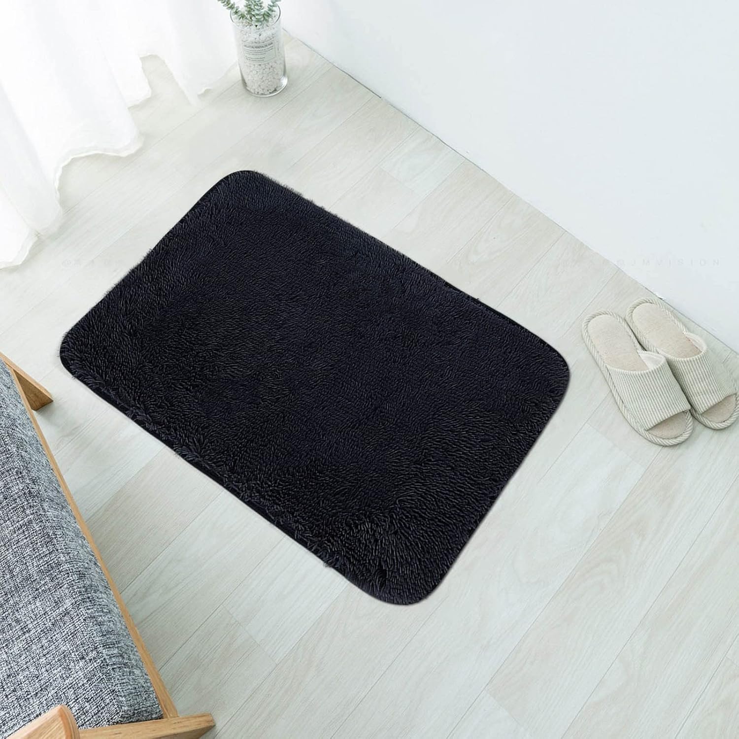 Alfombra de baño absorbente, alfombra de baño negra, alfombra de bienvenida para sala de día, sala de estar, alfombras para el hogar, productos de