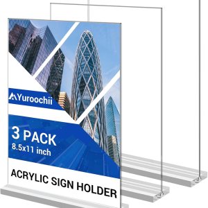 Soporte acrílico de 8.5 x 11 pulgadas para letreros de mesa, soporte vertical de doble cara, marcos transparentes en forma de T, soporte de Soporte acrílico de 8.5 x 11 pulgadas para letreros de mesa, soporte vertical de doble cara, marcos transparentes en forma de T, soporte de