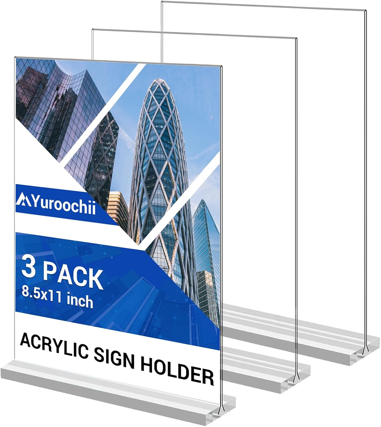 Soporte acrílico de 8.5 x 11 pulgadas para letreros de mesa, soporte vertical de doble cara, marcos transparentes en forma de T, soporte de