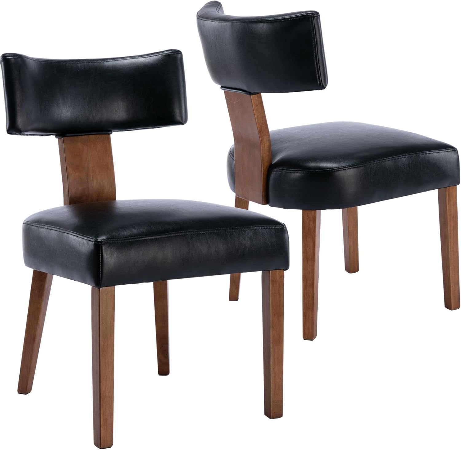BESTANO Juego de 2 sillas de comedor modernas, cómodas sillas laterales tapizadas con patas de madera, sillas de comedor de piel sintética con