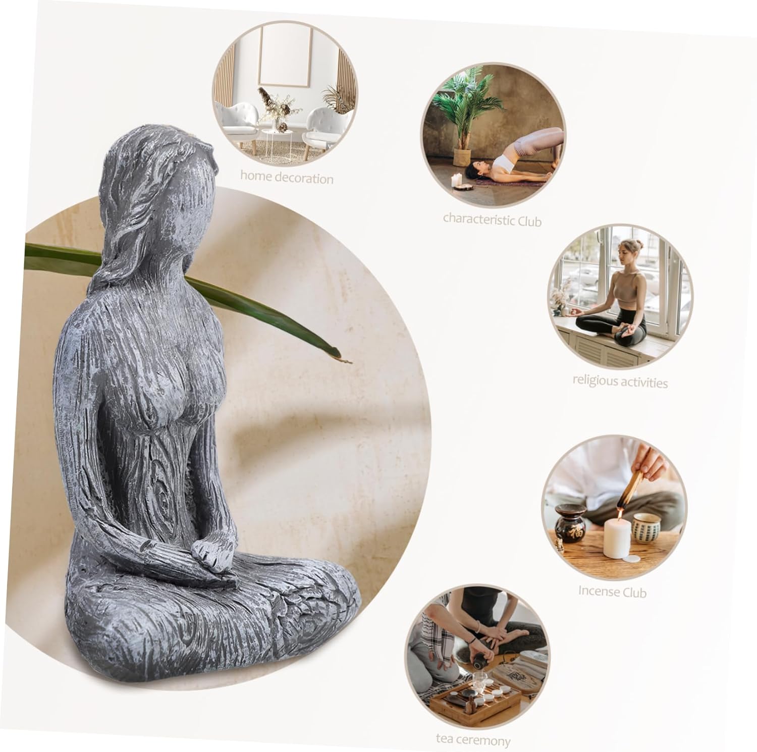 Garneck Adornos tallados, estatua de postura de yoga, figuras de yoga, escultura de diosa, estatua meditadora, decoración de automóvil, decoración