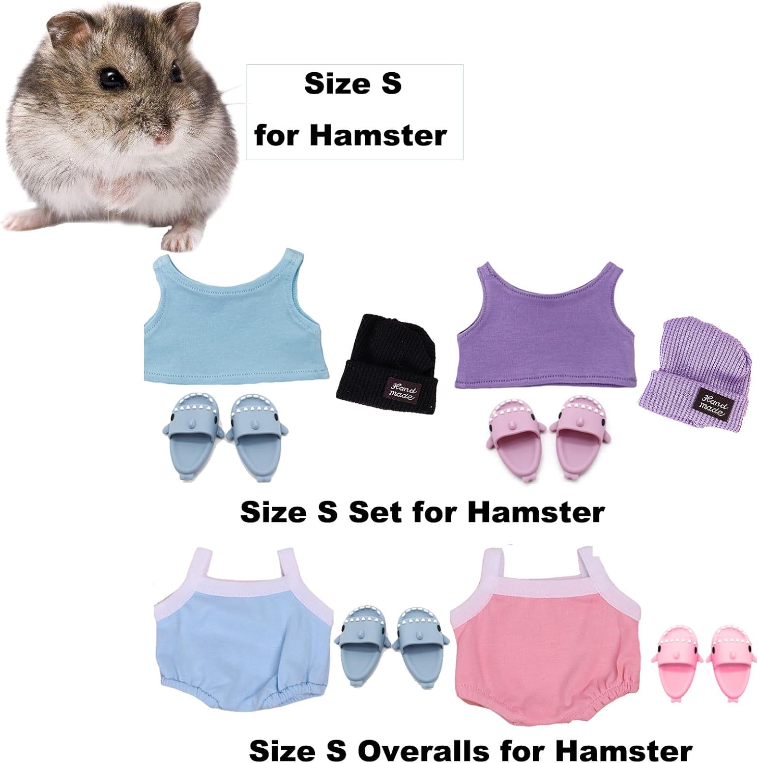 Conjunto de disfraz de hámster con camisa, sombrero, zapatos, pantuflas de tiburón para mascotas reales, linda ropa de fiesta de vacaciones de mini