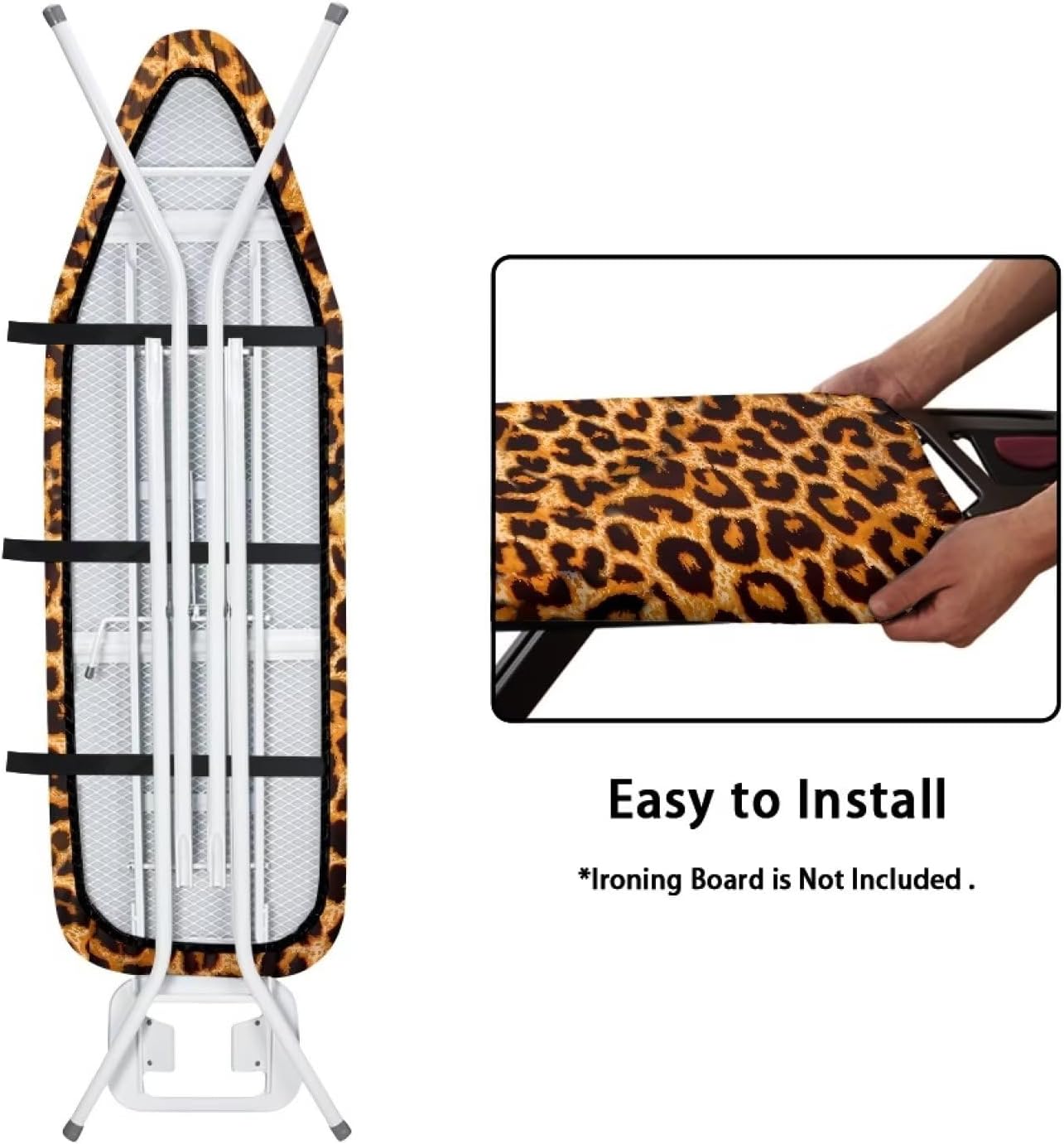 Funda para tabla de planchar de leopardo y almohadilla de tamaño estándar para tabla de planchar y almohadilla de ventilación extra ancha para mesa