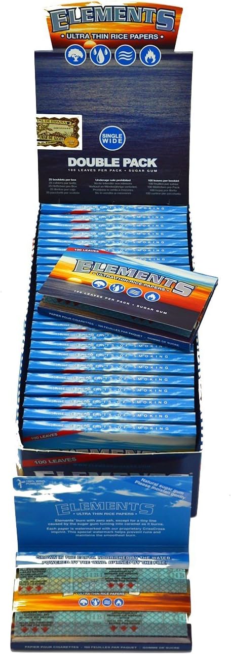 Elements Papel de liar de arroz ultrafino de 2.756 in con ventana doble de ancho individual (paquete de 25)