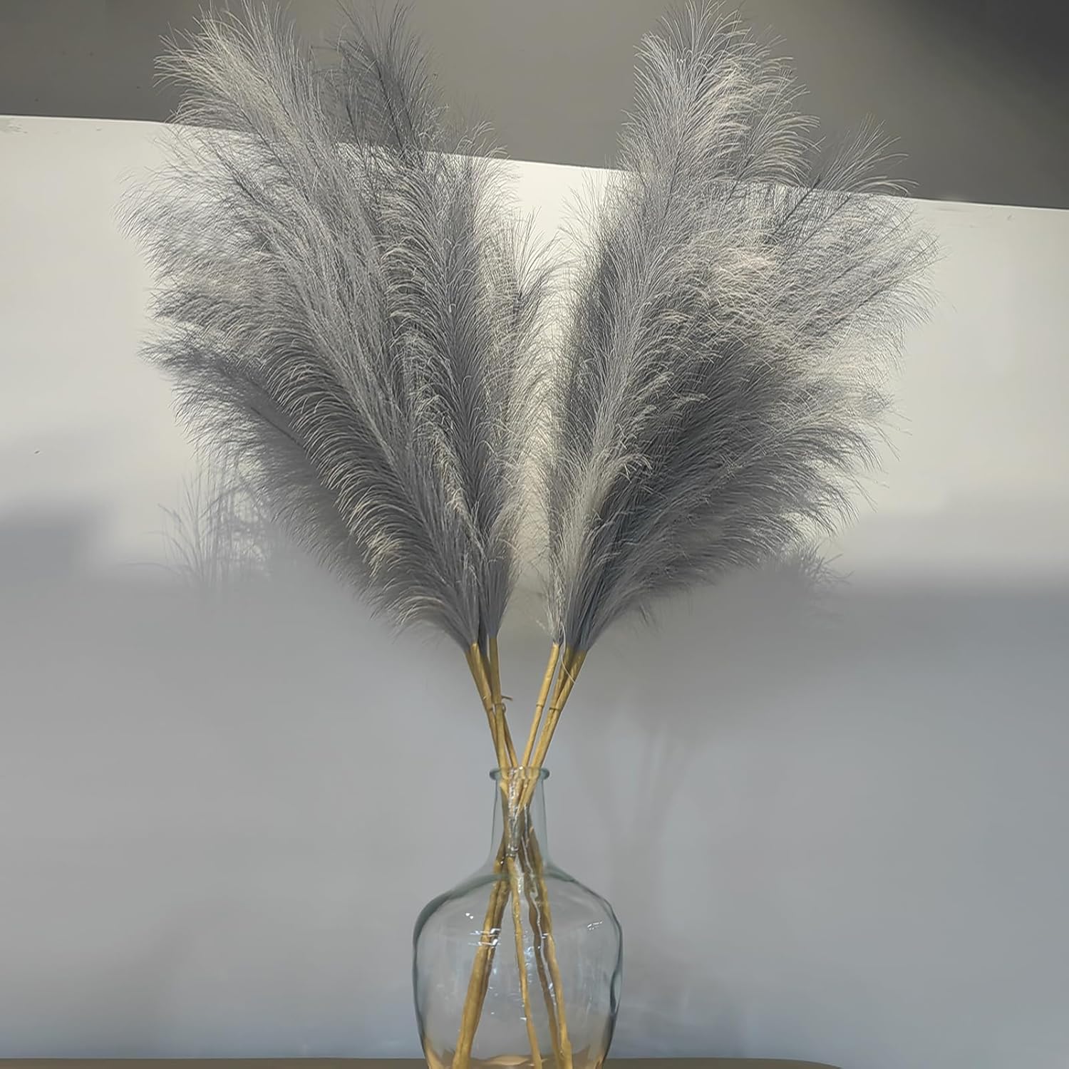 38 pulgadas 10 tallos falsos de hierba de las pampas alta  decoración de hierba de pampa alta gris pompas arreglo floral y relleno de jarrón para