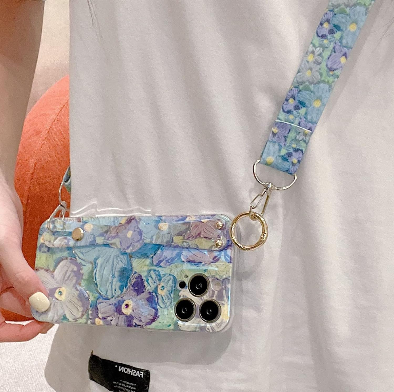 Funda de teléfono con soporte de flores de pintura al óleo suave para Samsung Galaxy A73 A53 A33 A23 A13 4G 5G, correa de muñeca, cordón, cubierta
