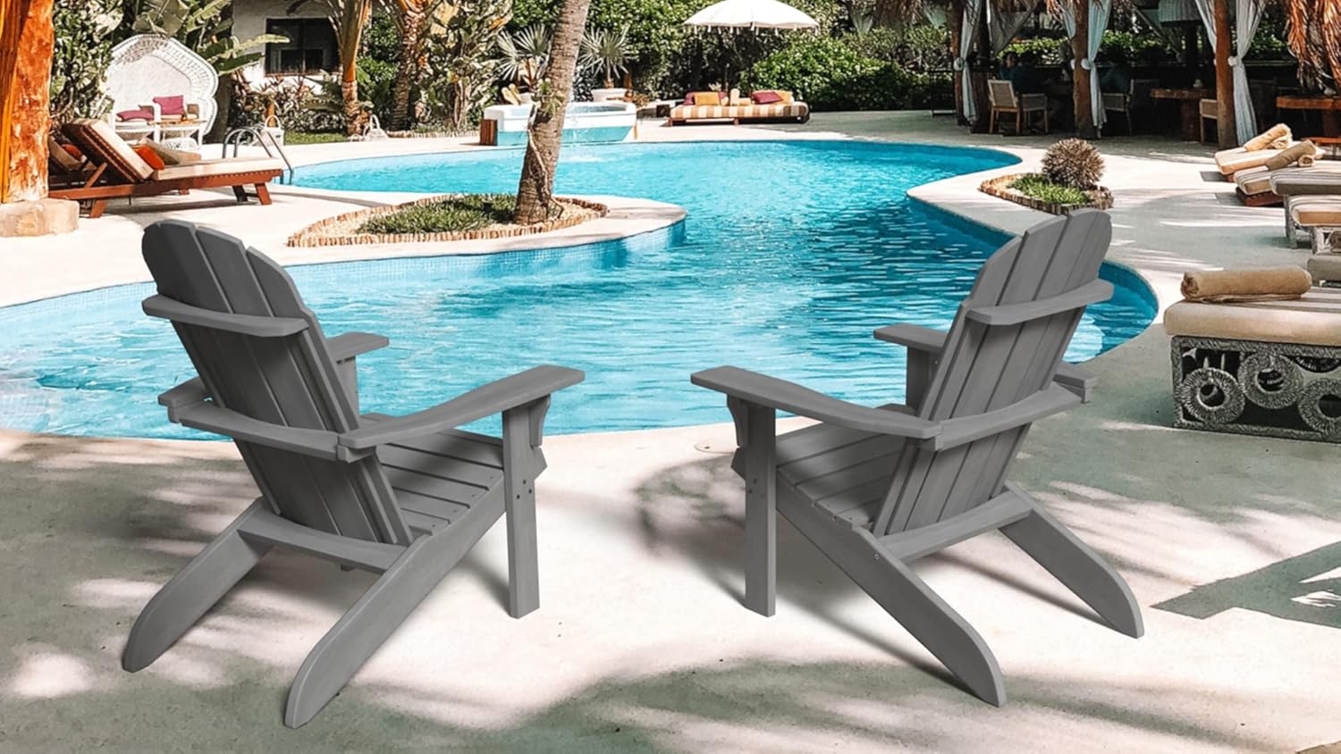 Silla Adirondack tradicional, aspecto de madera real, sillas de plástico para exteriores para todo tipo de clima, para fogata, patio, piscina, fácil