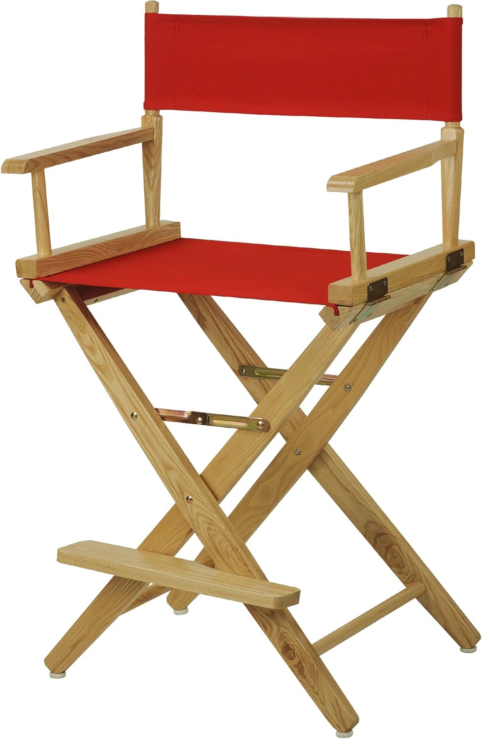 American Trails – Silla de director extra ancha de 24 pulgadas, marco natural con lienzo rojo, altura de mostrador