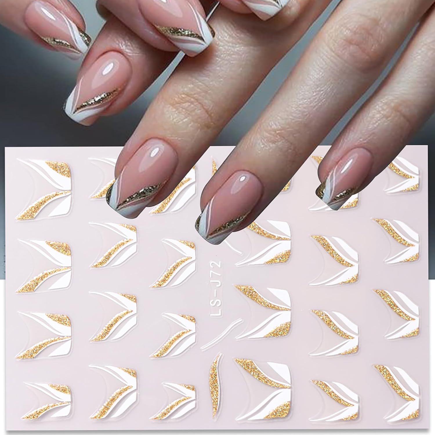 Calcomanías de uñas de otoño, líneas de plumas brillantes, calcomanías de arte para uñas, accesorios de uñas con purpurina dorada, 3D,