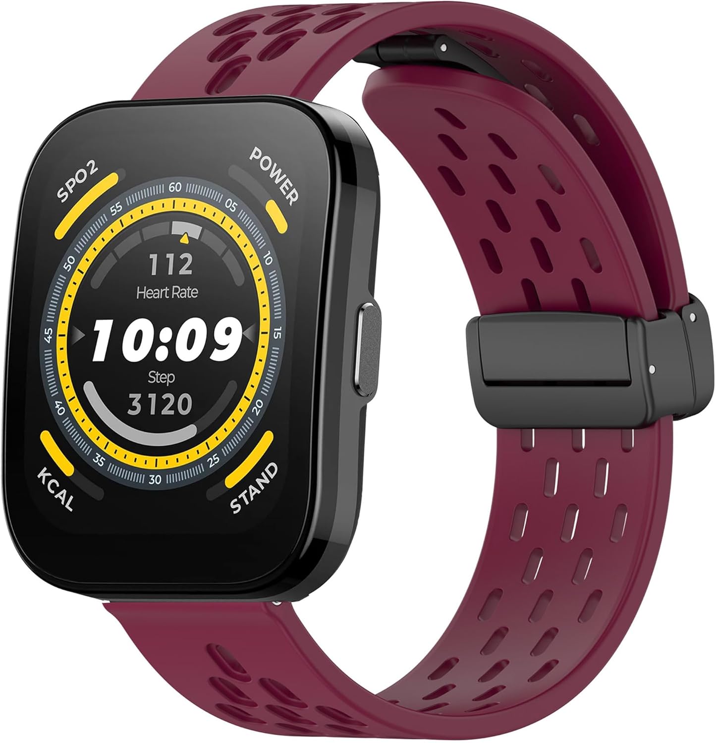 Compatible con Amazfit Bip 5 bandas, Lamshaw 0.866 in transpirable suave silicona deportiva con mariposa magnética Clousure correas de repuesto