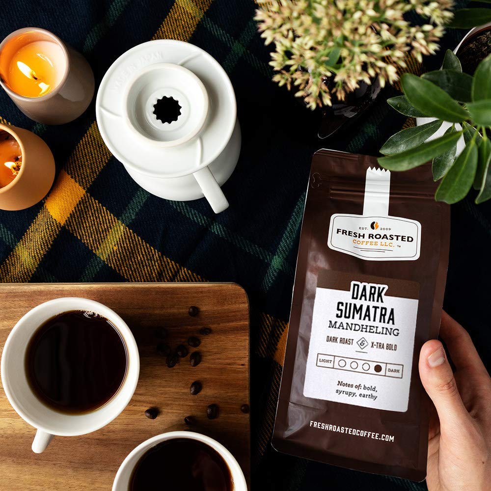 Café tostado fresco LLC, café oscuro Sumatra Mandheling, tostado oscuro, tierra, bolsa de 12 onzas