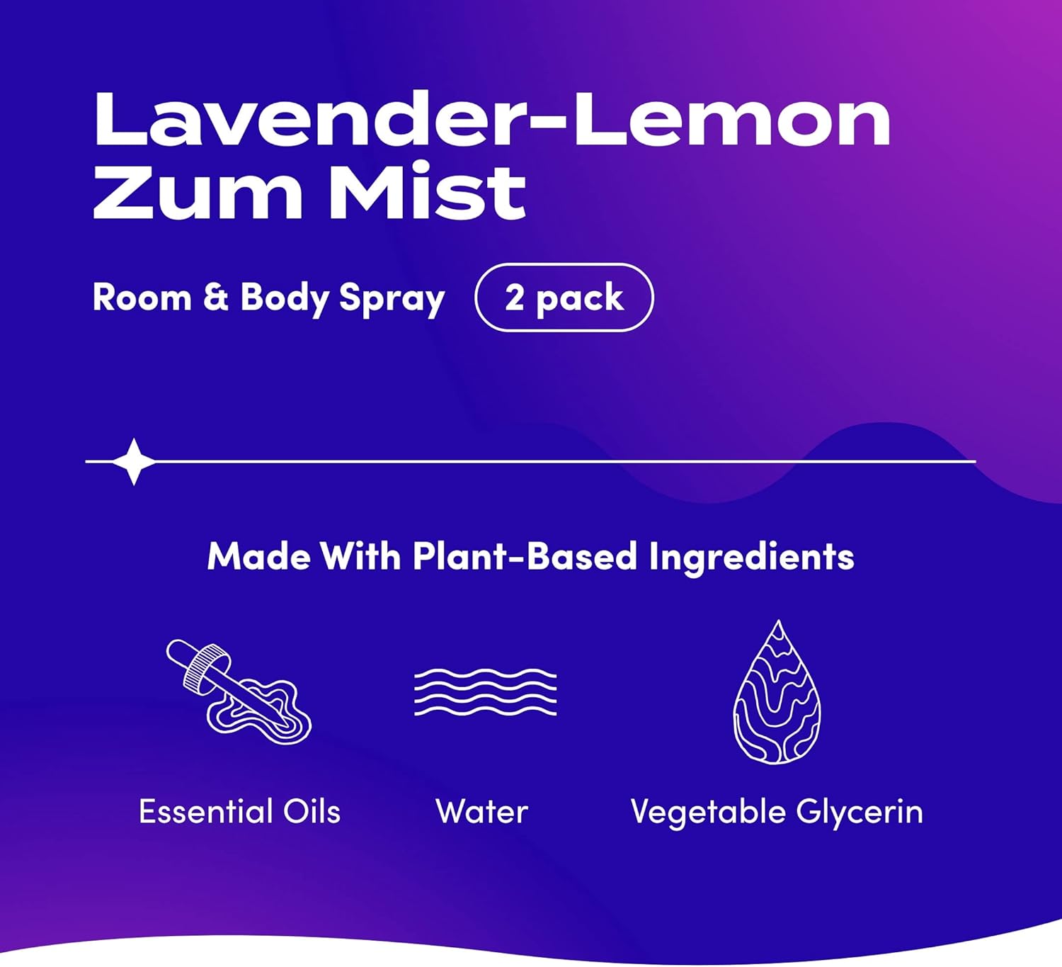 Indigo Wild Zum Mist Spray para habitación y cuerpo, lavanda, limón, 4 onzas líquidas (paquete de 2)