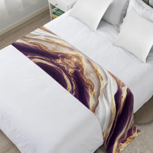 Caminos de cama con textura de mármol blanco y dorado morado para dormitorio, hotel, bufandas decorativas, grietas naturales, piedra de granito, Caminos de cama con textura de mármol blanco y dorado morado para dormitorio, hotel, bufandas decorativas, grietas naturales, piedra de granito,