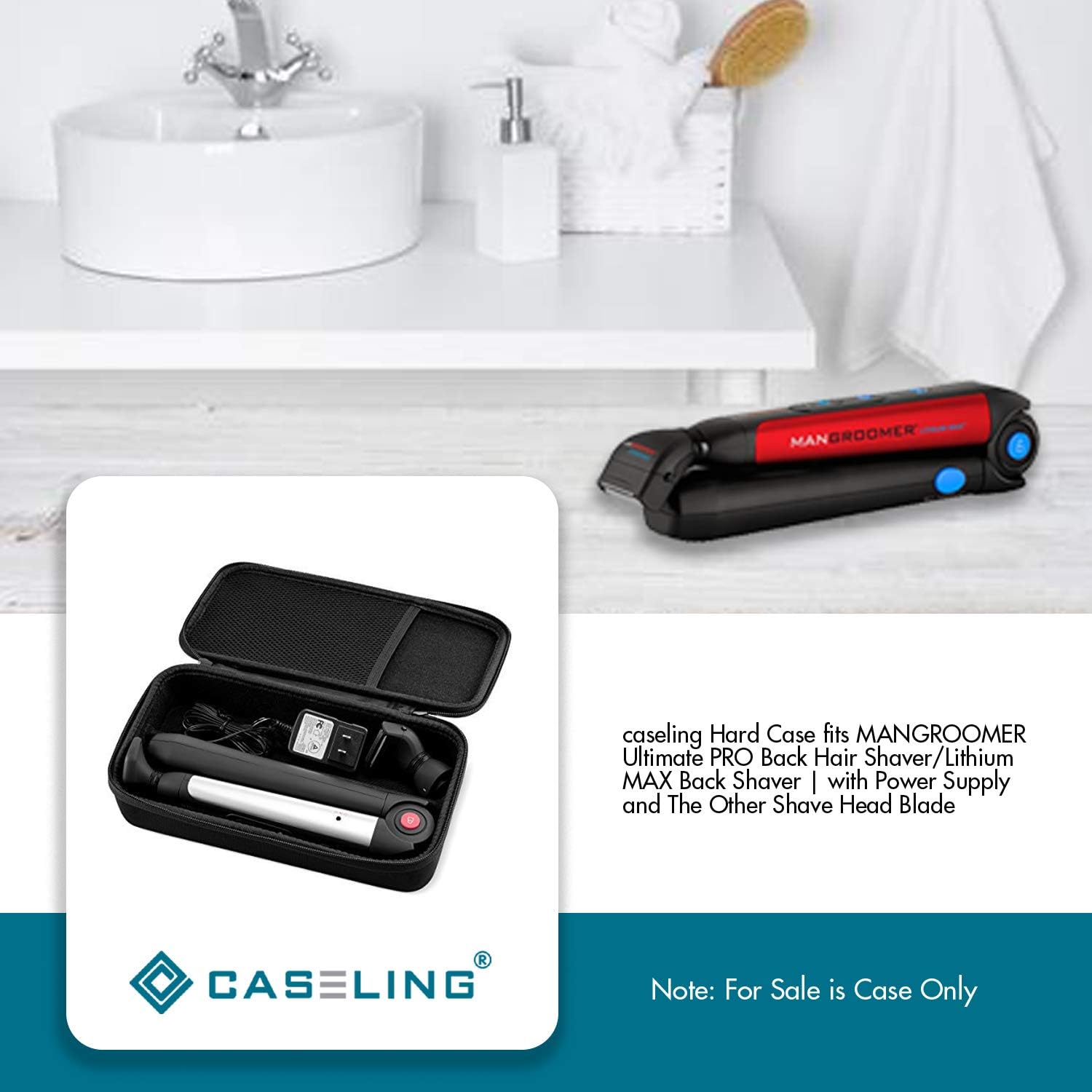 caseling Funda rígida para afeitadora Mangroomer Ultimate Pro Back Hair Shaver Lithium Max con fuente de alimentación y la otra hoja de afeitado