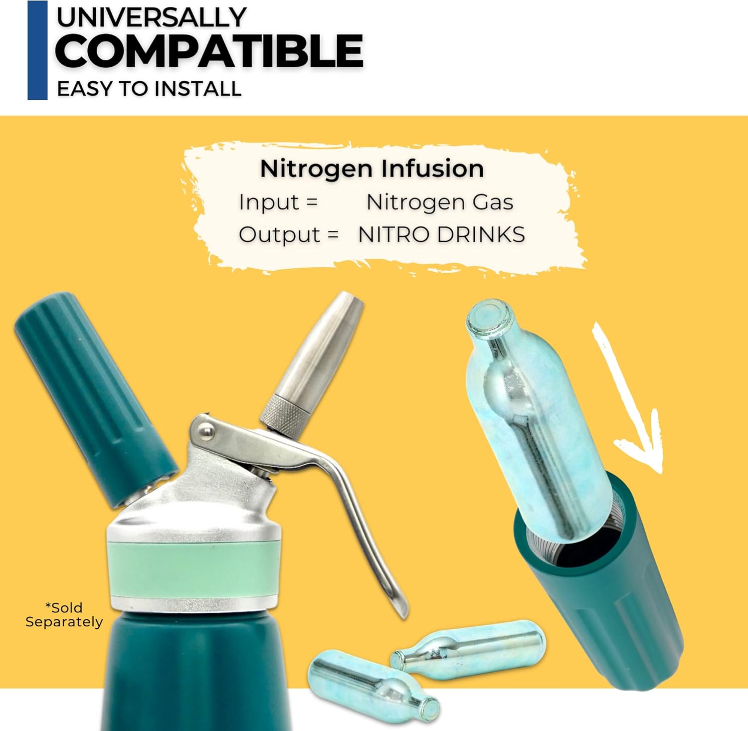 NITRO KAFO – Cafetera Nitro de 0.5 L, cafetera nitro de aluminio con boquilla especial de difusor de nitro y cafetera fría con tarro Mason de