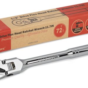 Trinquete de cabeza flexible de 12 pulgada, rojo, acero Cr-Mo, longitud de 11.7 pulgadas Trinquete de cabeza flexible de 12 pulgada, rojo, acero Cr-Mo, longitud de 11.7 pulgadas