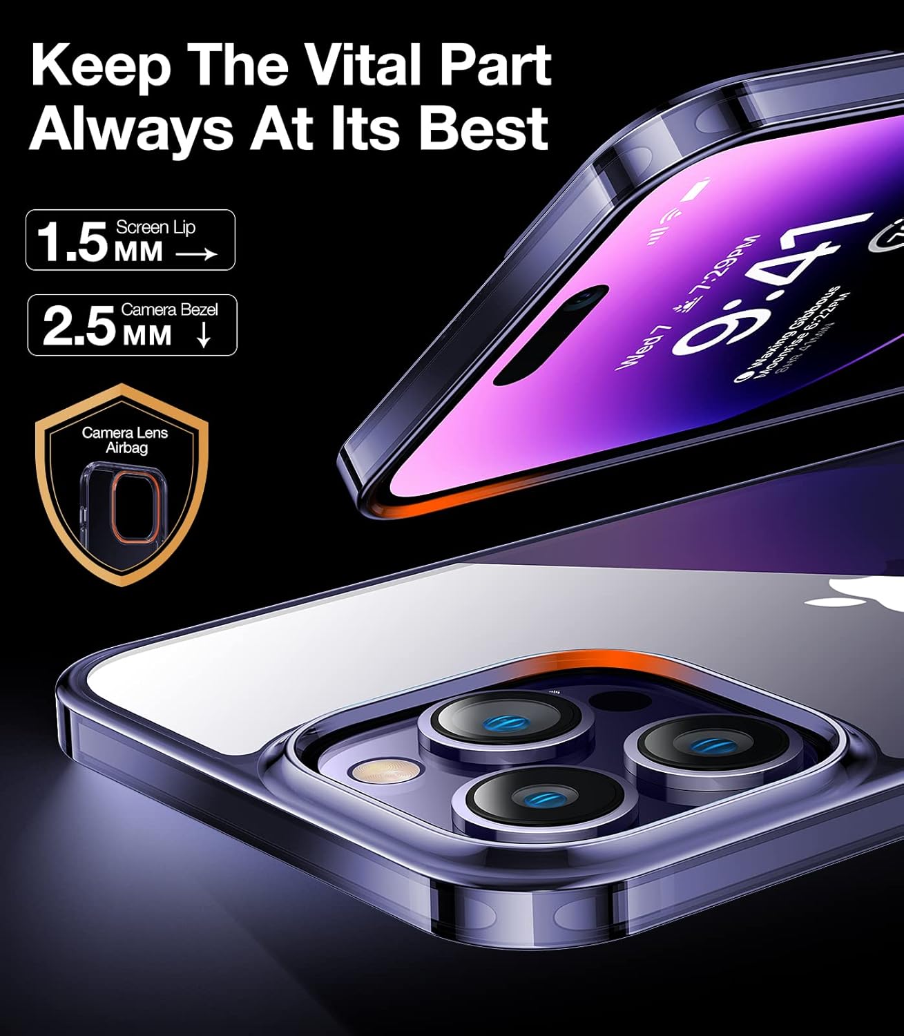 TORRAS Diamond Clear – Funda diseñada para iPhone 14 Pro Max tecnología antiamarilleamiento protección resistente Funda para iPhone 14 Pro Max,