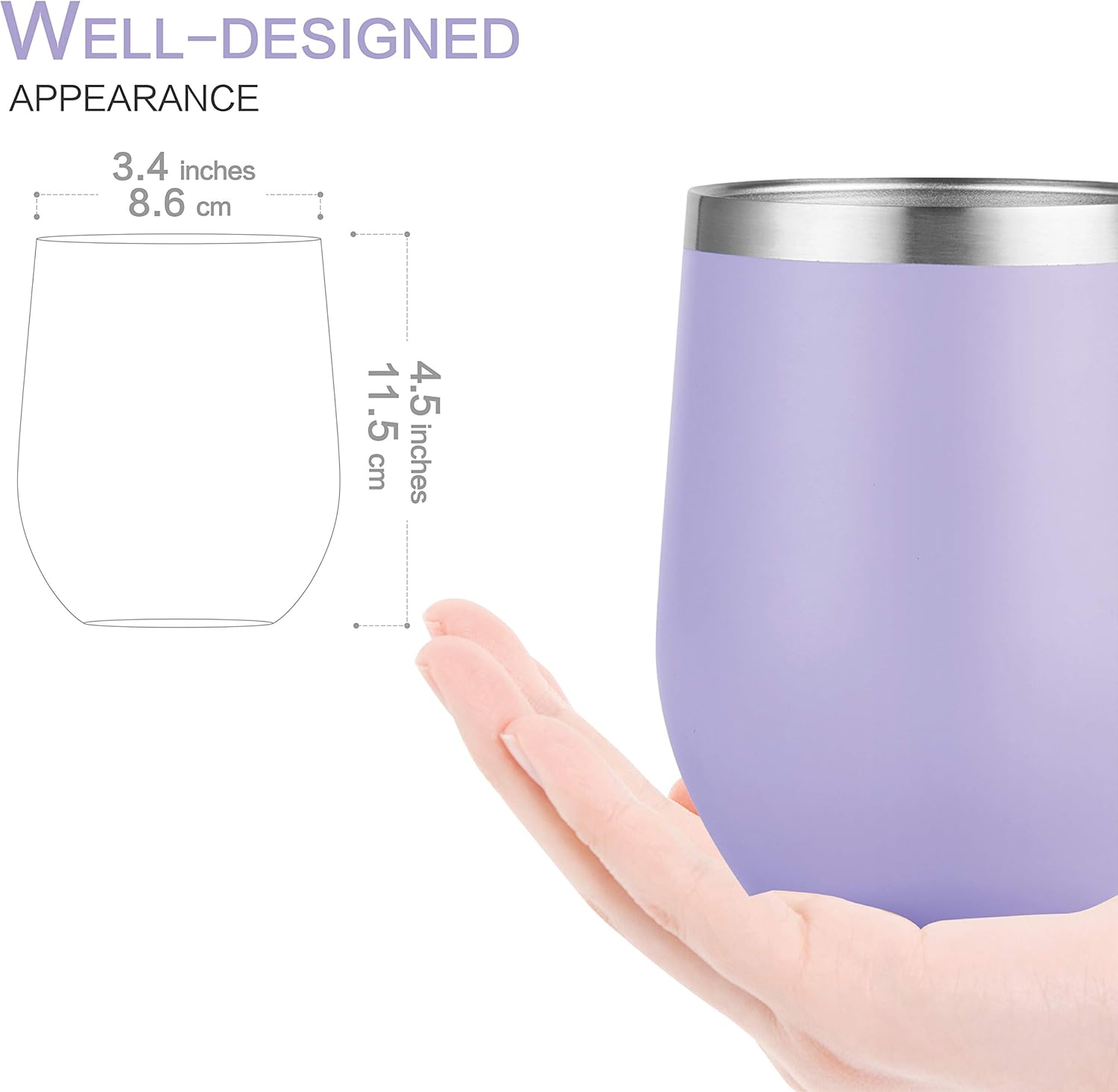 HITSLAM Vaso de vino taza de café vaso aislado de viaje de 12 onzas con tapa y pajita, acero inoxidable al vacío de doble pared, regalo para