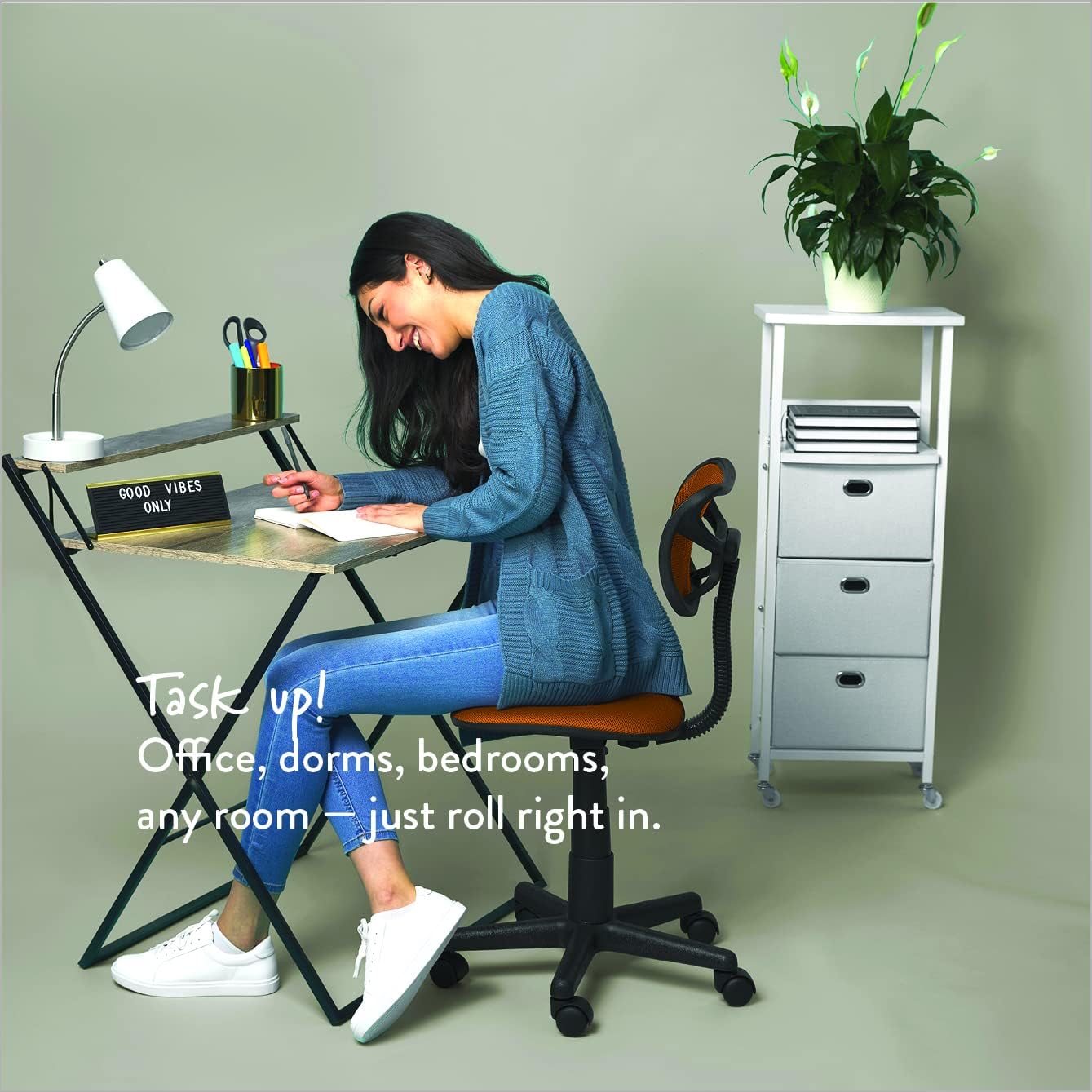 Urban Shop – Silla giratoria de malla, color naranja