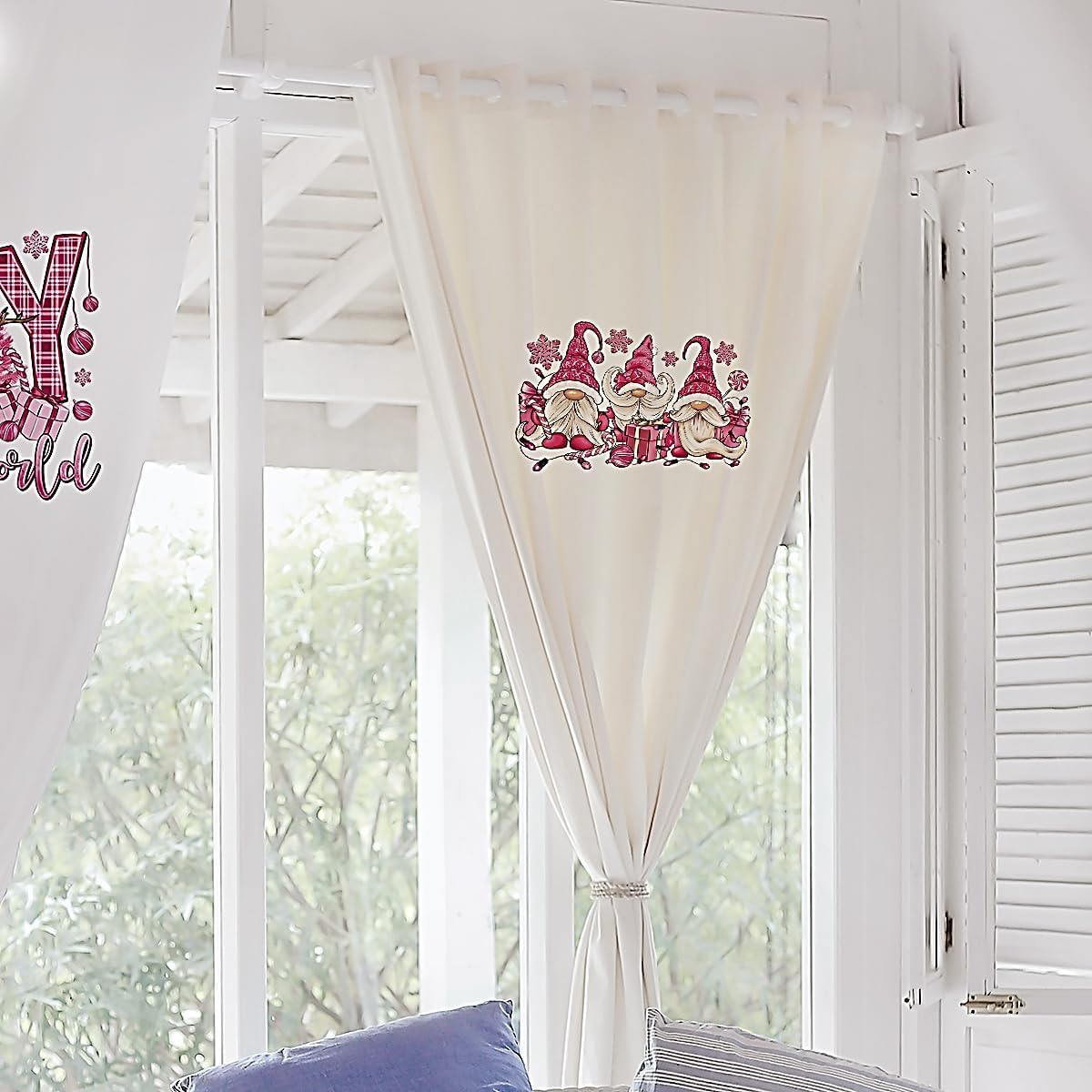 Adhesivos para planchar de Navidad para camisetas, gnomos de Papá Noel, color rosa, parches para planchar, diseño de letras de muñeco de nieve,