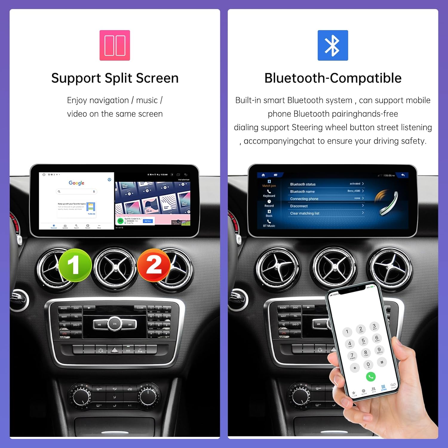 Road Top Android 13 – Radio de coche con pantalla táctil de 12.3 pulgadas, estéreo de coche para Mercedes Benz CLA GLA Clase C117 X117 X156