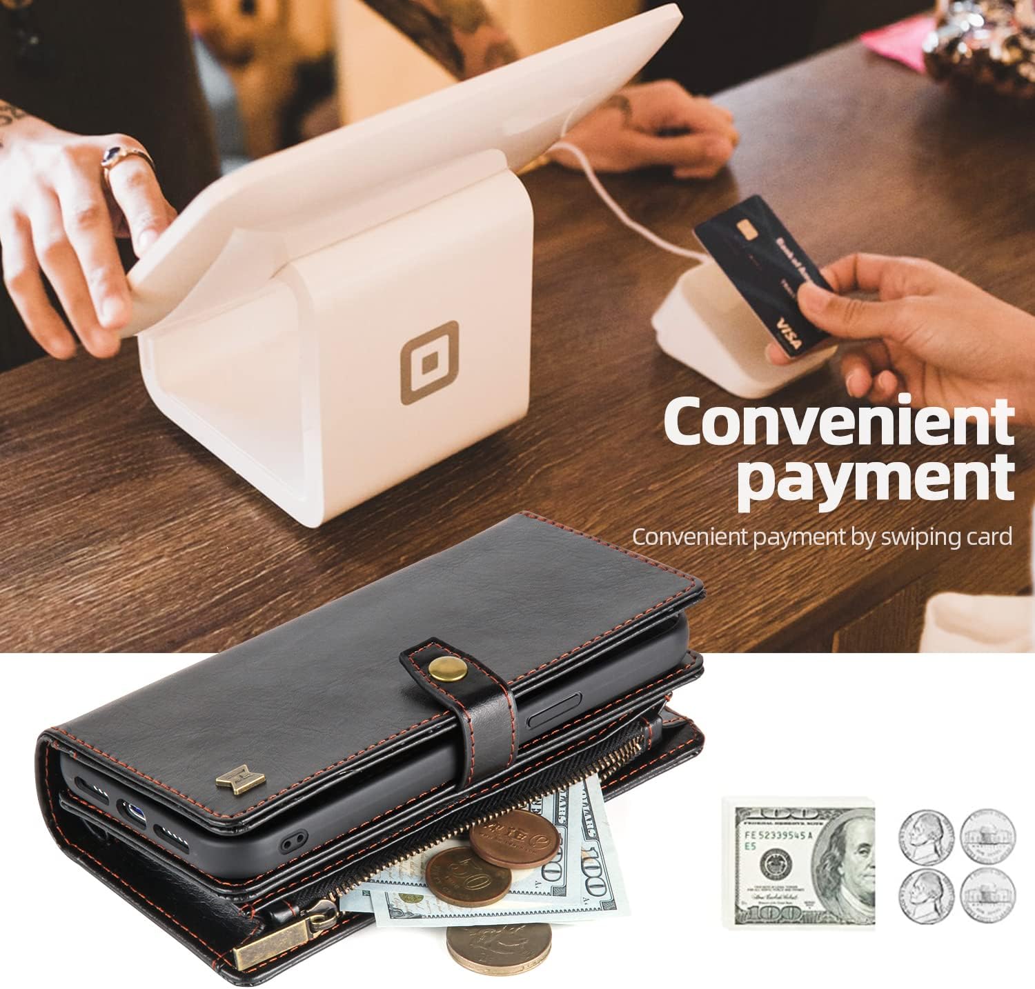 Funda tipo cartera para iPhone 15 Pro, funda para iPhone 15 Pro con tarjetero, funda de cuero para iPhone 15 Pro para mujeres y hombres, funda