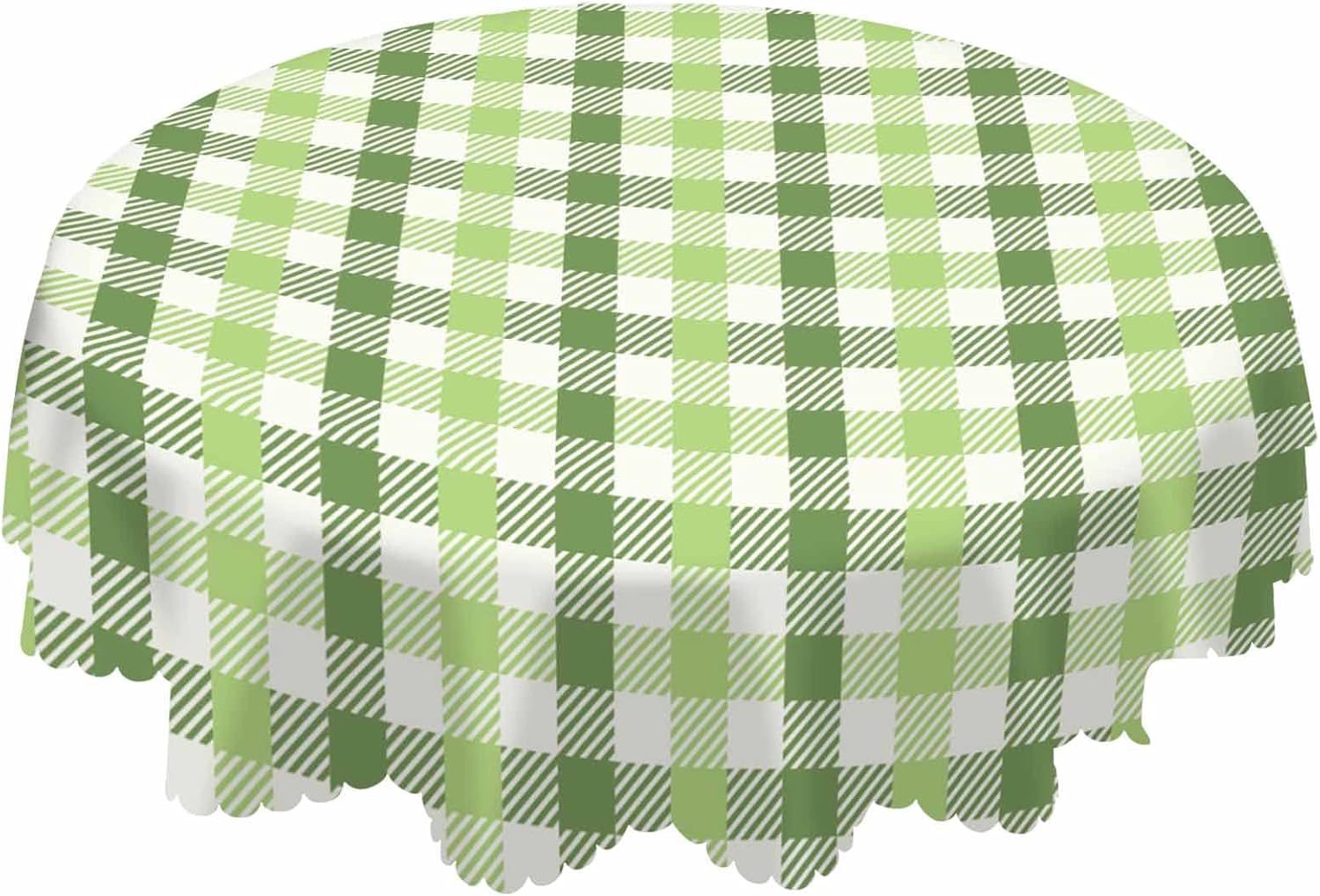 AOYEGO Mantel redondo de 60 pulgadas a cuadros verdes para comedor, fiesta, banquete