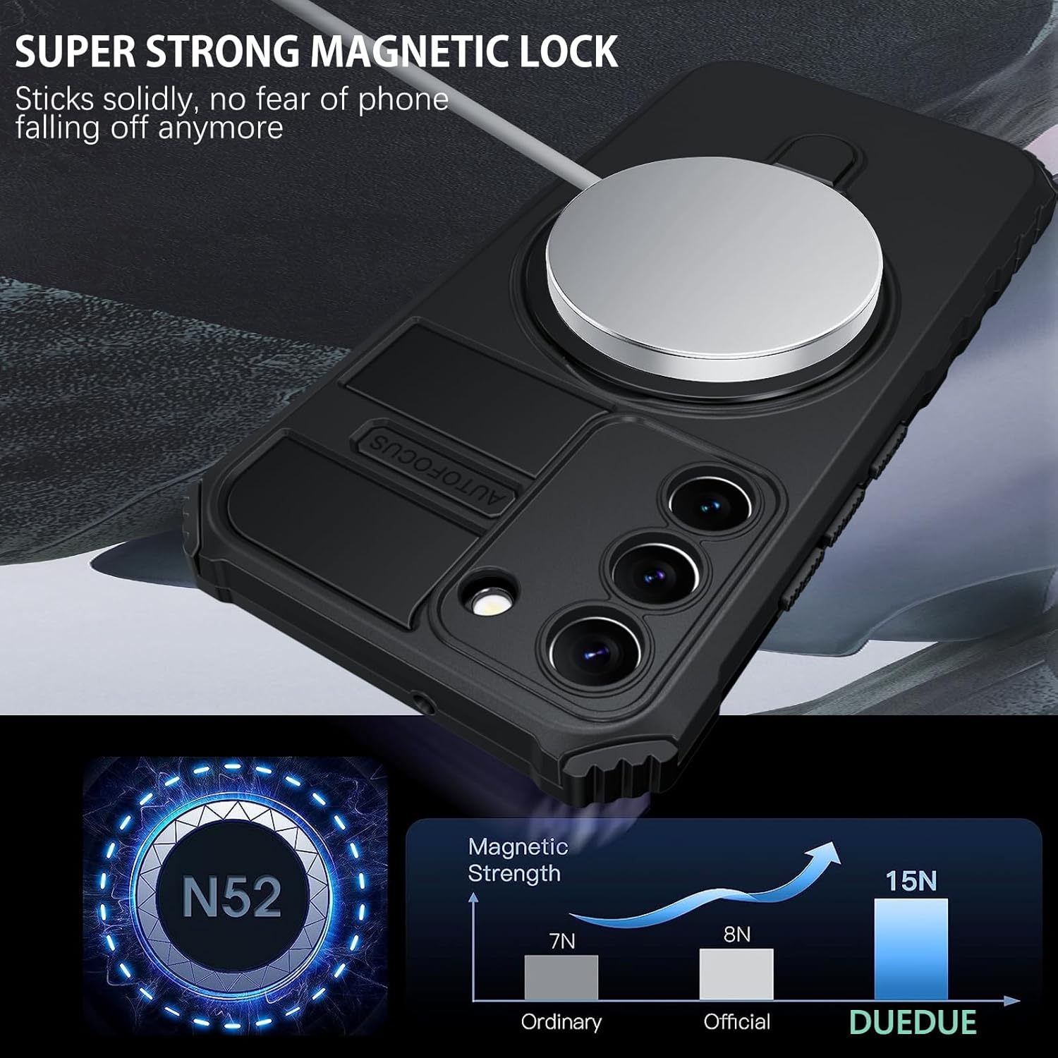 DUEDUE Funda magnética para Samsung Galaxy S22 con soporte integrado y soporte para anillo compatible con MagSafe, grado militar, a prueba de