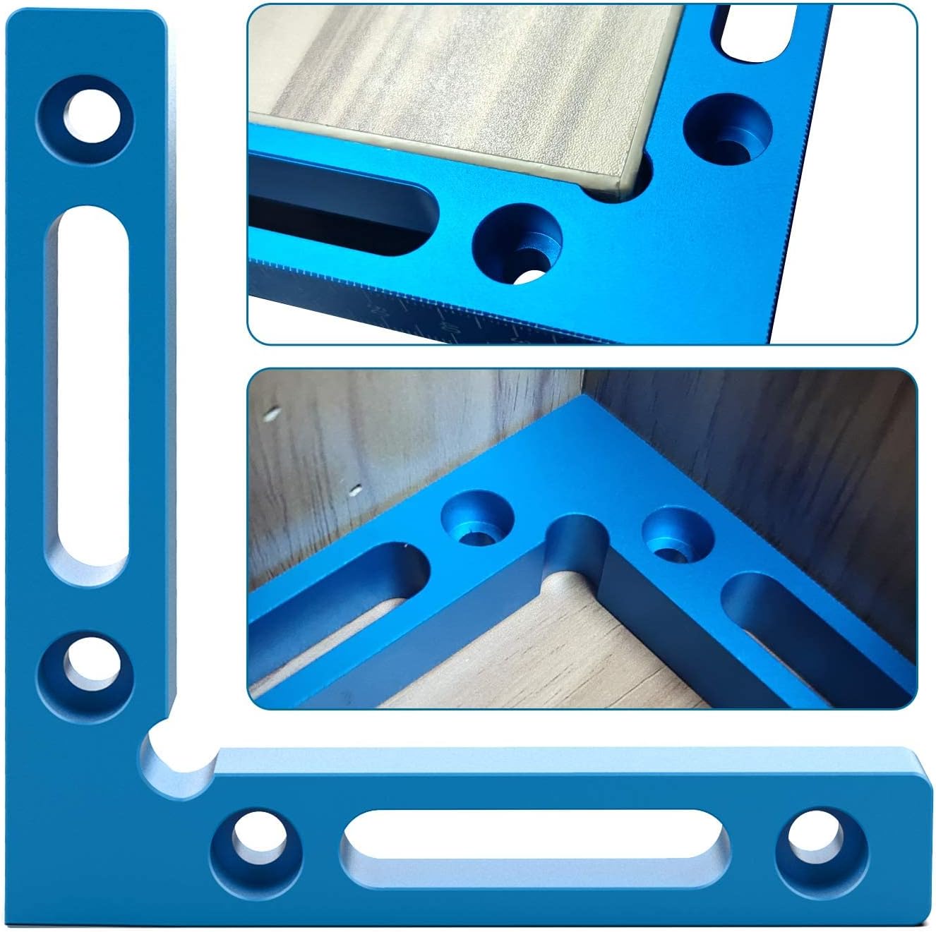 4 cuadrados de posicionamiento de aleación de aluminio de 90 grados, abrazaderas de ángulo recto de 4.7 x 4.7 pulgadas, herramienta de carpintería