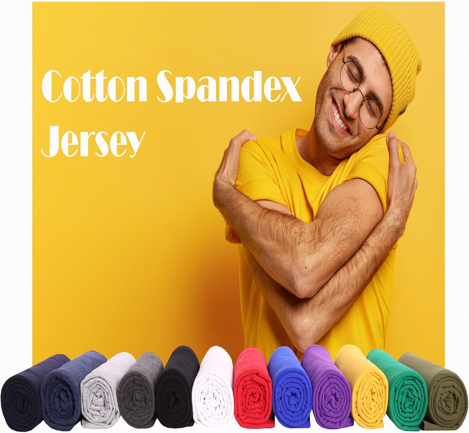 FabricLA Tela de jersey de algodón y elastano, 10 onzas, elástico en 4 direcciones, 60 pulgadas de ancho por yarda, faldas, tops, camisetas, color