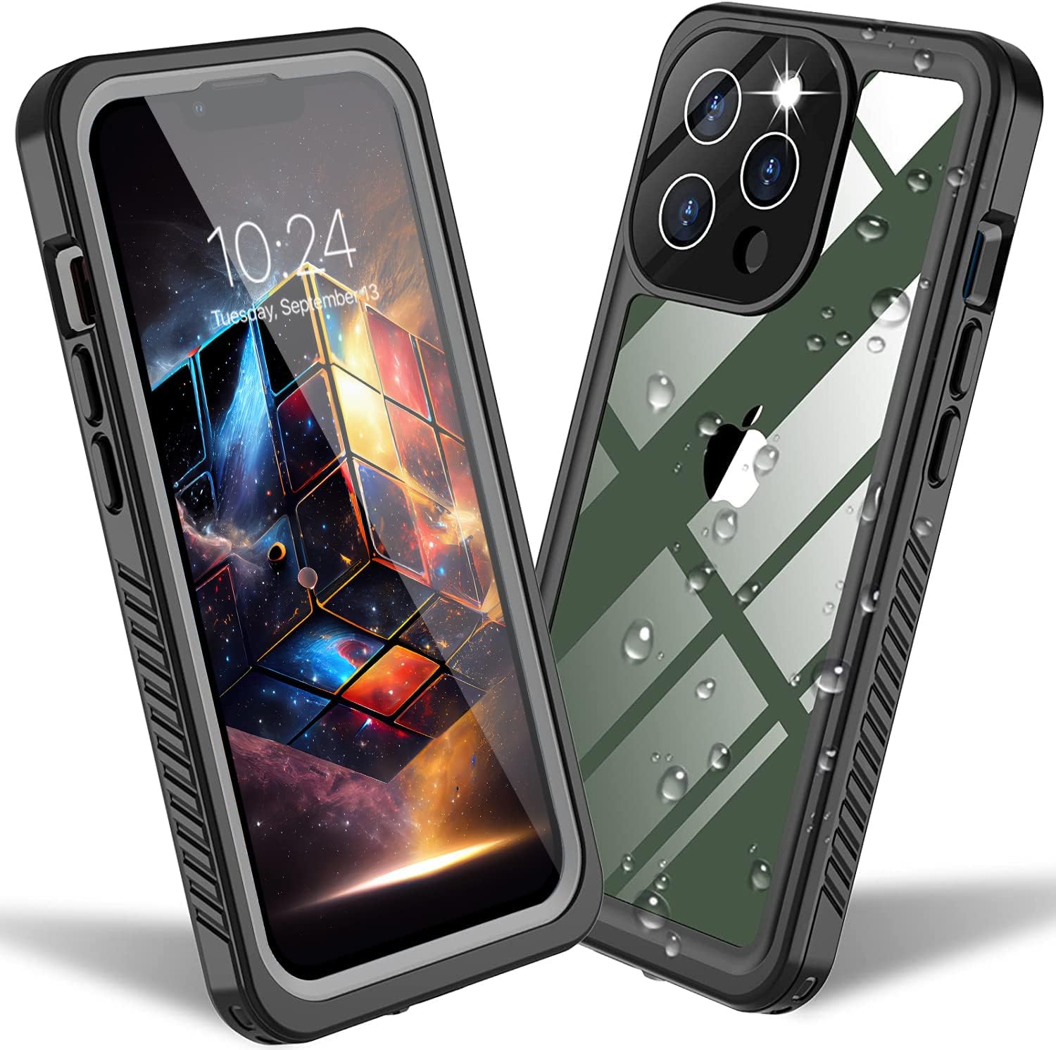 Funda impermeable para iPhone 13 Pro, protector de pantalla integrado 16 pies militares a prueba de caídas IP68 bajo el agua a prueba de caídas de
