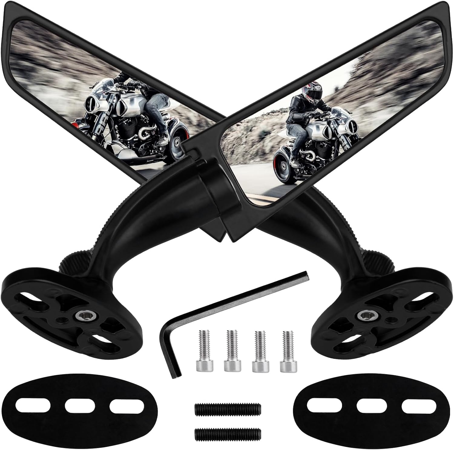 Espejo retrovisor para motocicleta compatible con Kawasaki Ninja 250 300 650 400 ZX6R ZX10R H4, Honda CBR600RR CBR250RR CBR1000R, Yamaha R1 R3 R15