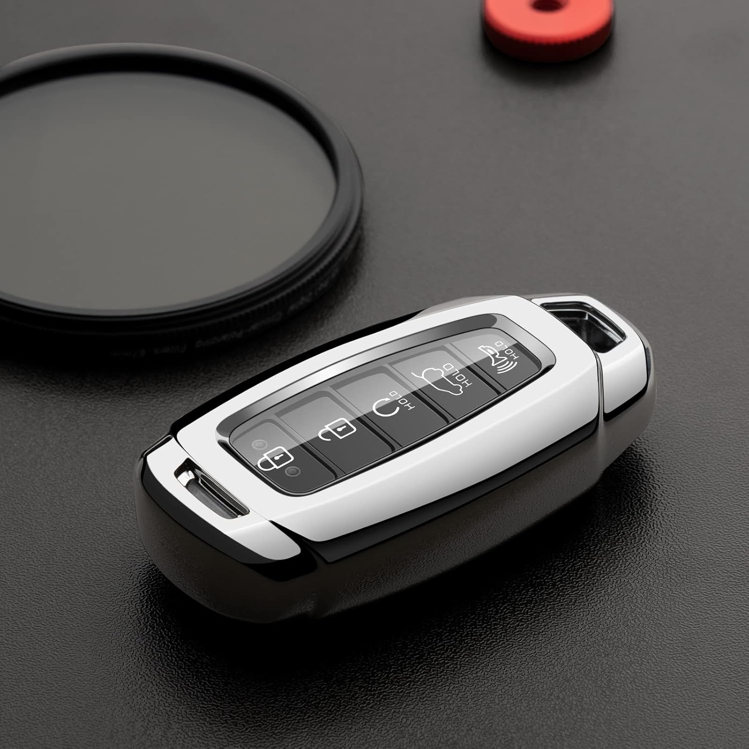Funda para llavero de automóvil compatible con funda para llave de Hyundai, protector plateado