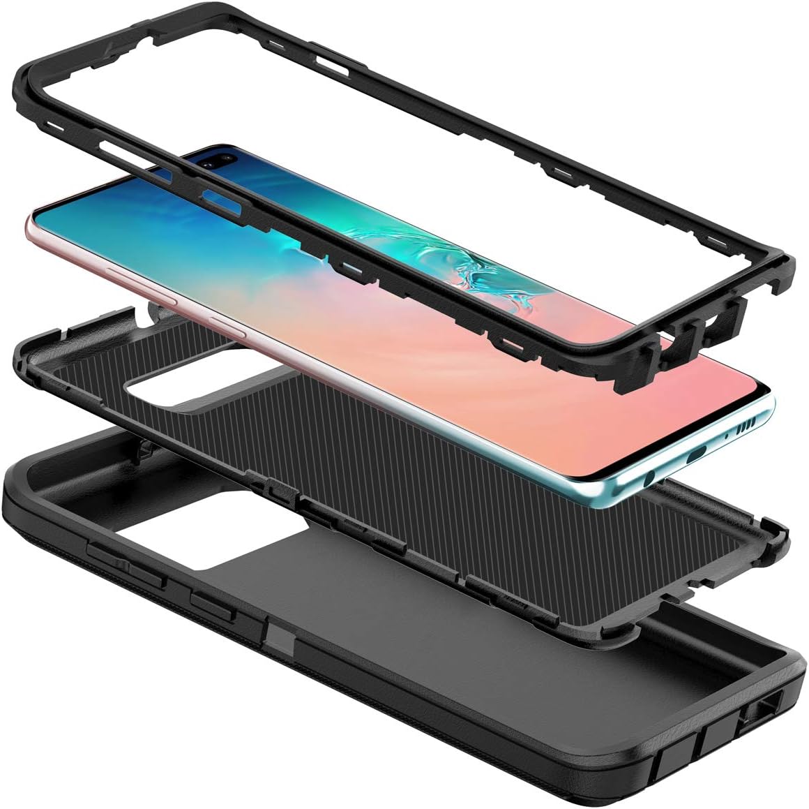 I-HONVA Funda para Galaxy S10 Plus a prueba de golpes, a prueba de polvo y caídas, 3 capas de protección de cuerpo completo sin protector de