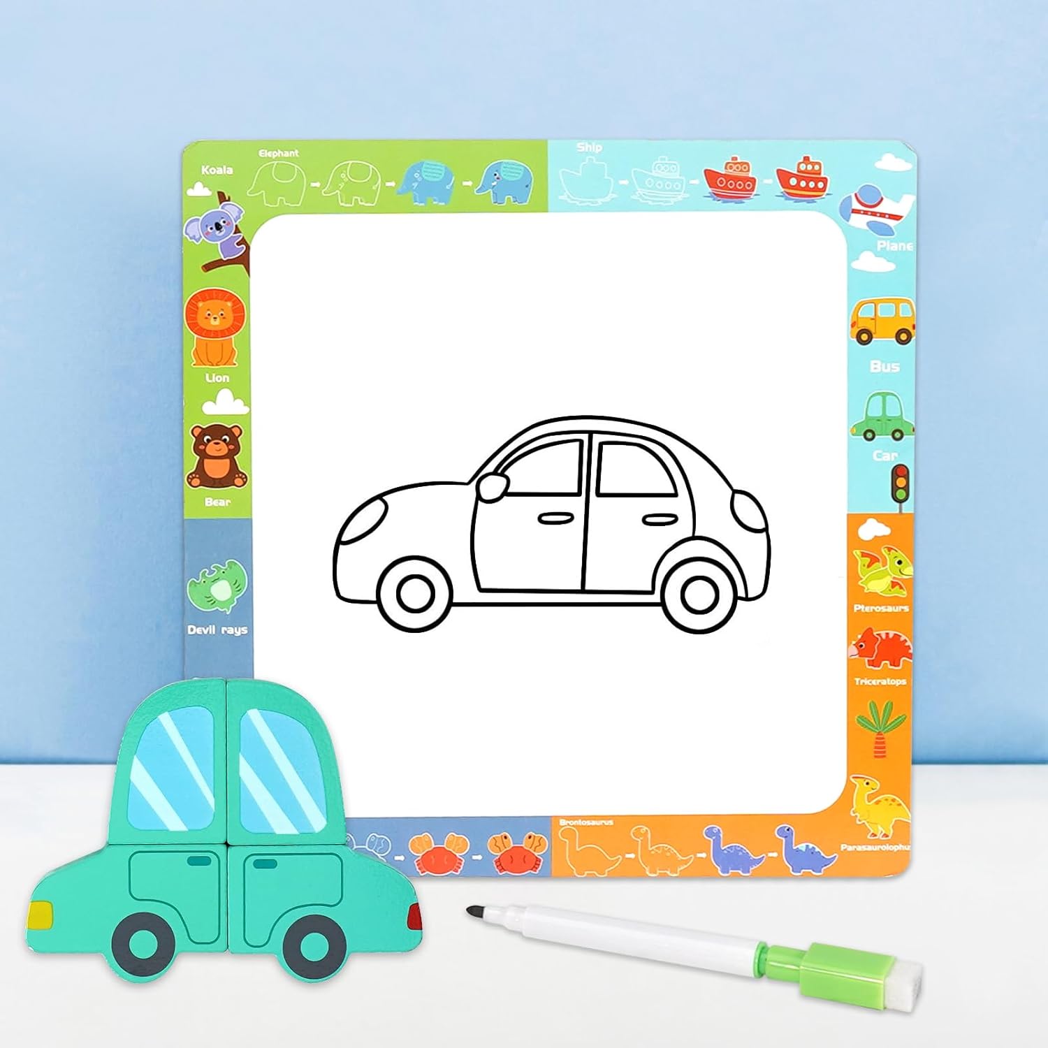 Wooden Puzzles for Toddlers 1-3, Educational Preschool Puzzle Toy, Each Set of Jigsaw Puzzles Contains 4 Patterns, Backside Can be Used as a Drawing