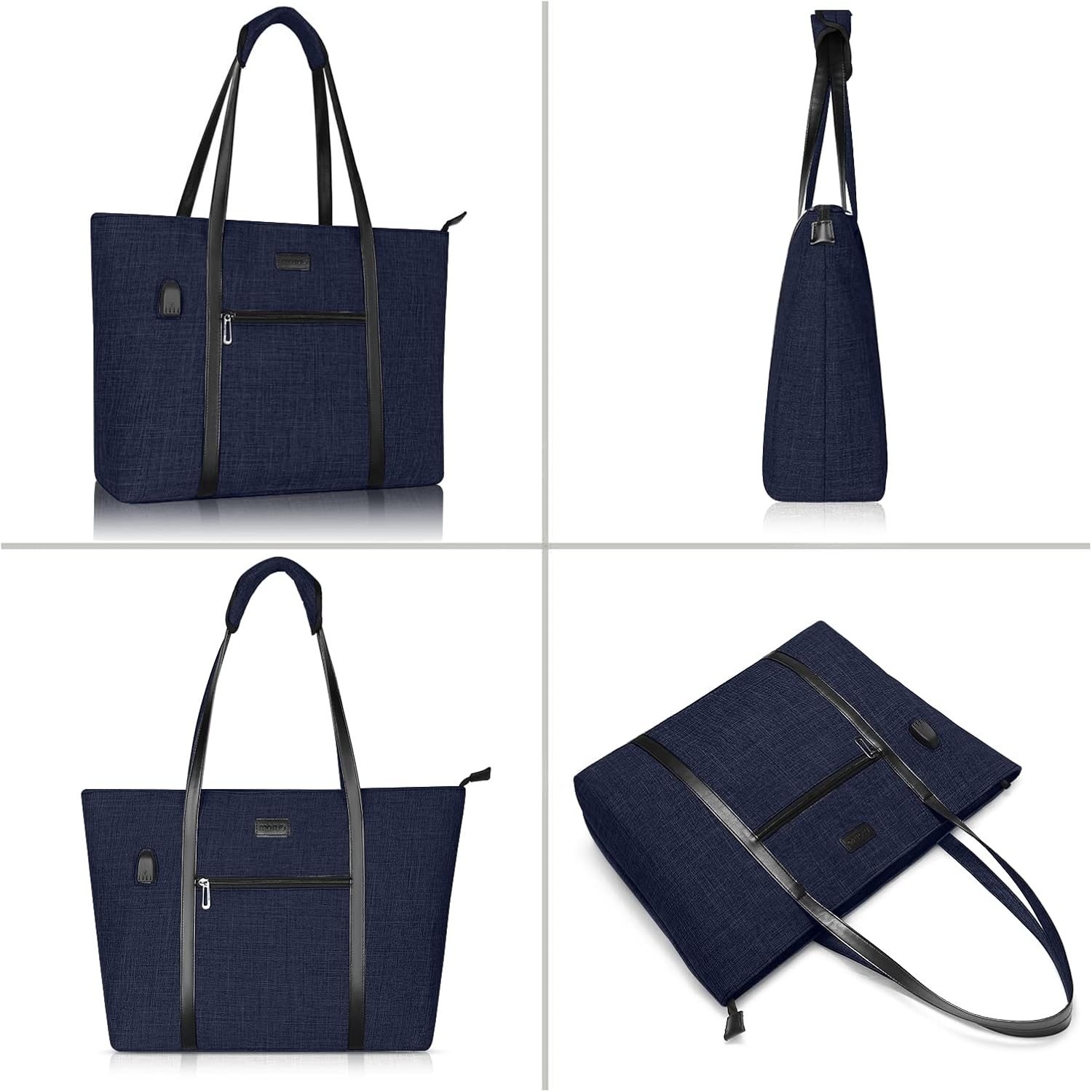 MOSISO Bolsa de mano para laptop con puerto USB para mujer, compatible con MacBook, portátil de 17 a 17.3 pulgadas y Chromebook, bolsa de viaje para