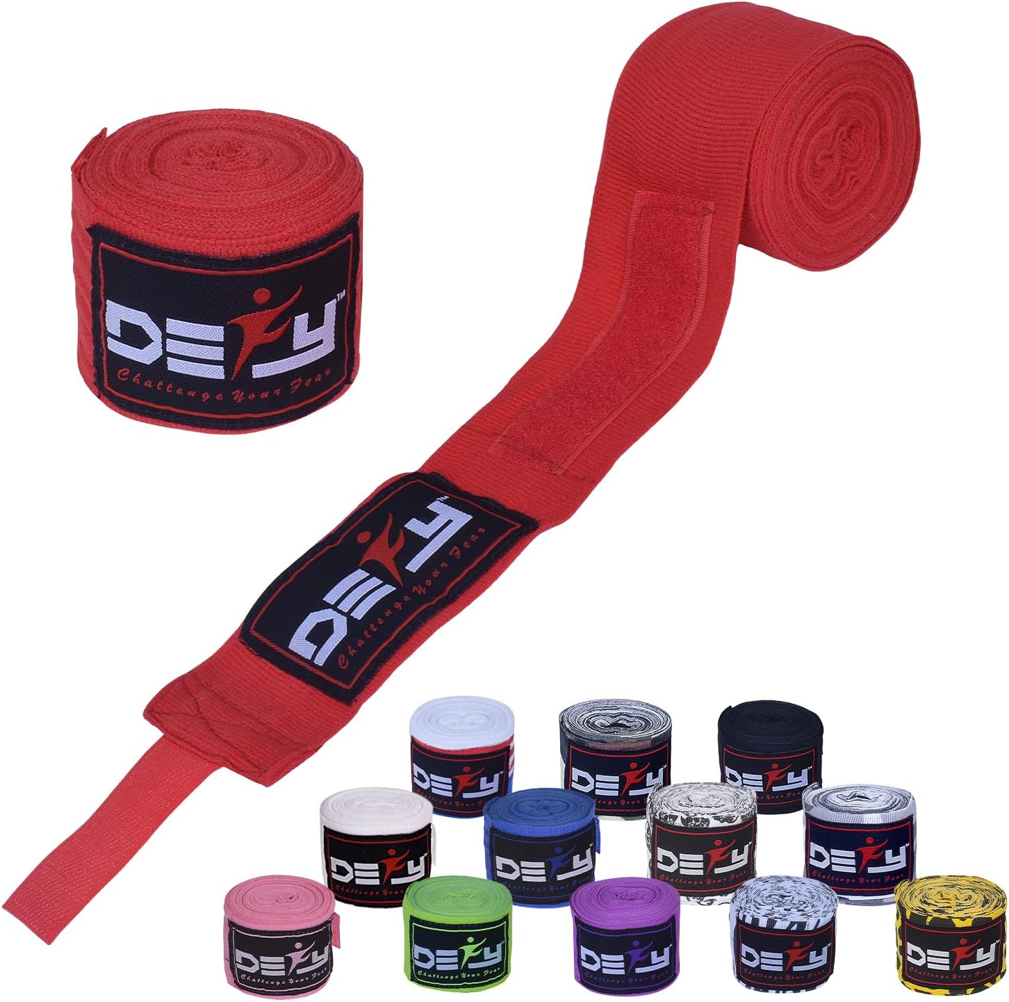 DEFY – Vendas de mano profesionales de 180 pulgadas para boxeo, Muay Thai, vendajes elásticos para hombres y mujeres, par
