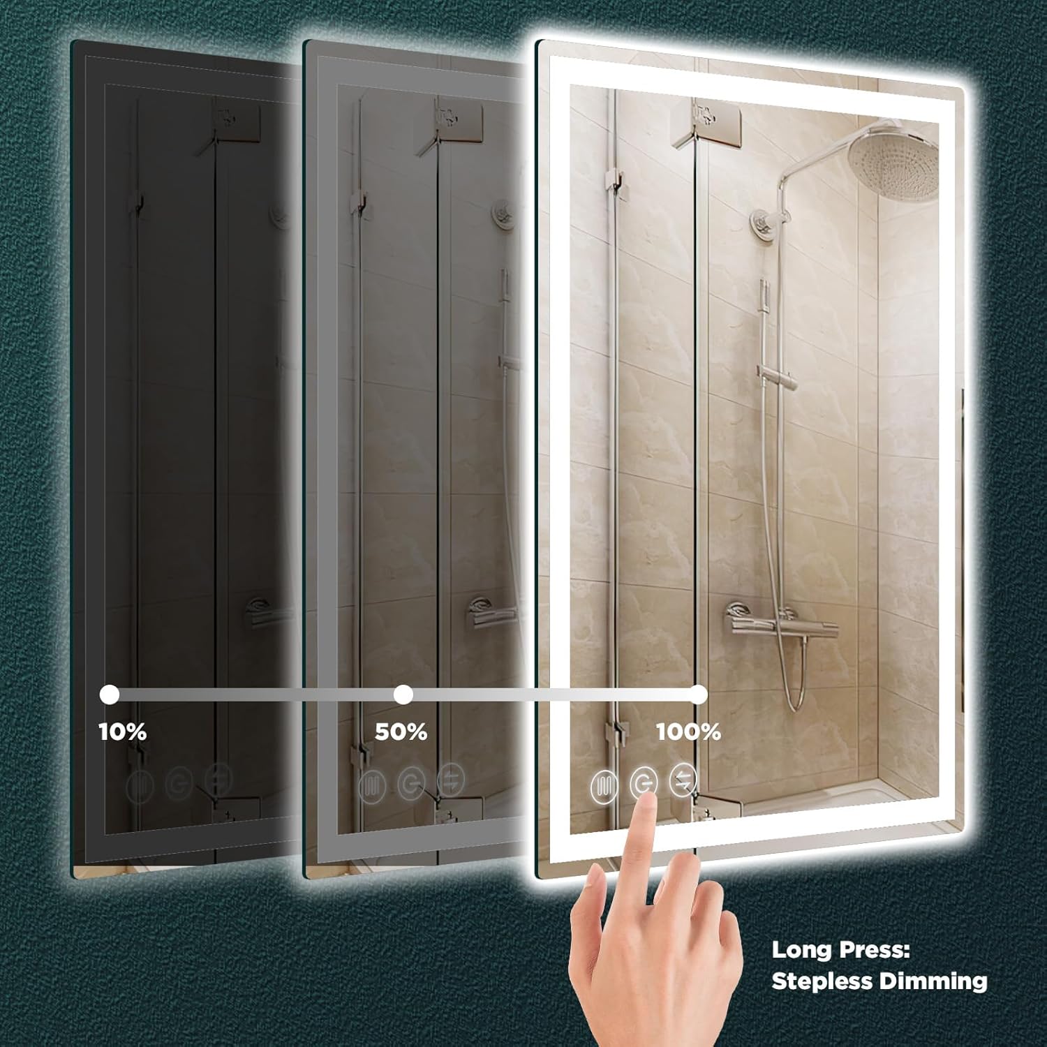 Espejo de baño LED con luces para pared, espejo inteligente de 24 x 36 pulgadas, espejos de pared delanteros y retroiluminados, certificación UL,