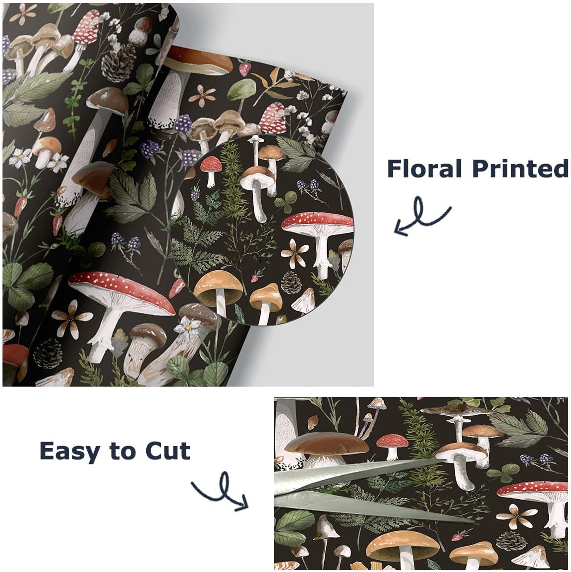 Papel tapiz autoadhesivo para despegar y pegar, papel de contacto para decoración de bañohogar, papel tapiz floral bohemio negro, papel tapiz de